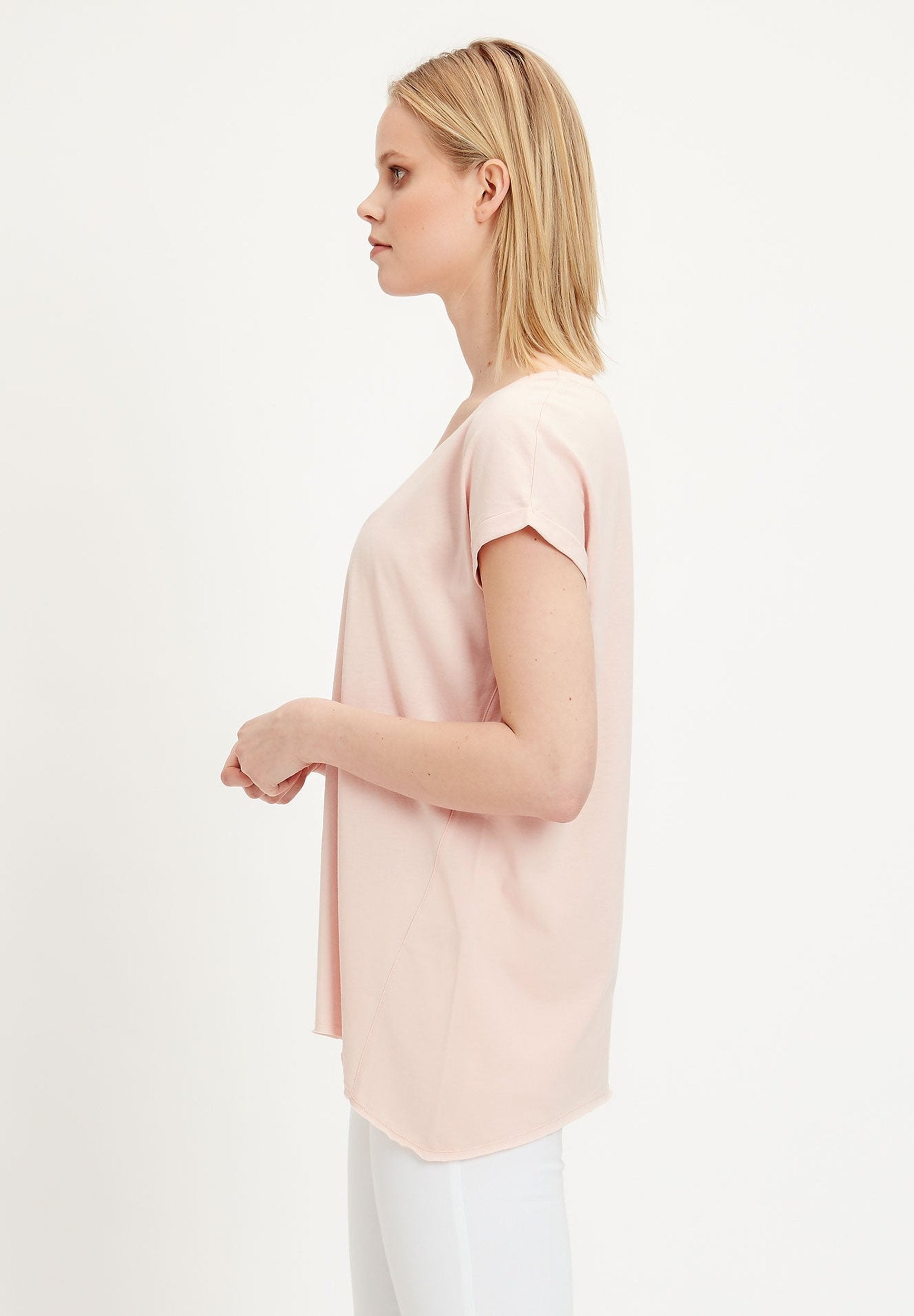 T-Shirt  aus TENCEL™ Lyocell-Mix mit Asymmetrischem Saum
