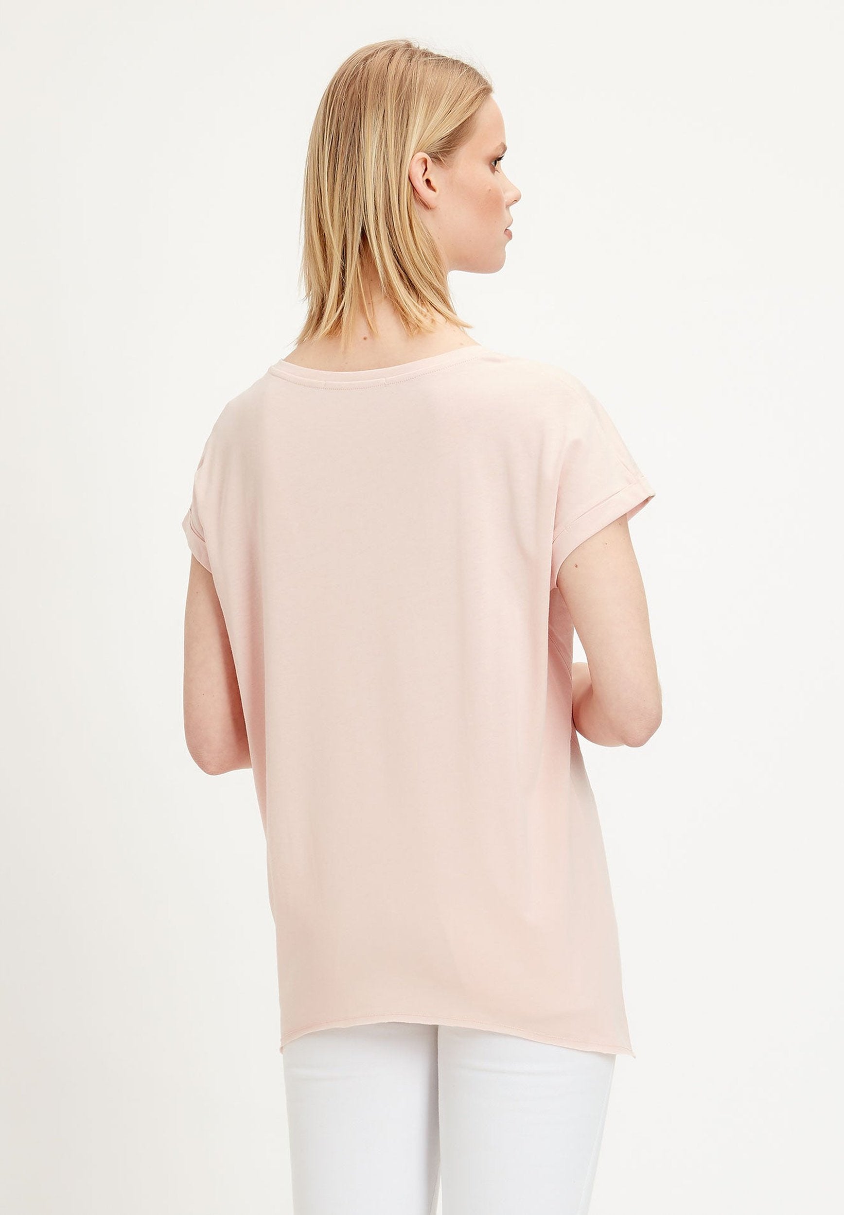 T-Shirt  aus TENCEL™ Lyocell-Mix mit Asymmetrischem Saum
