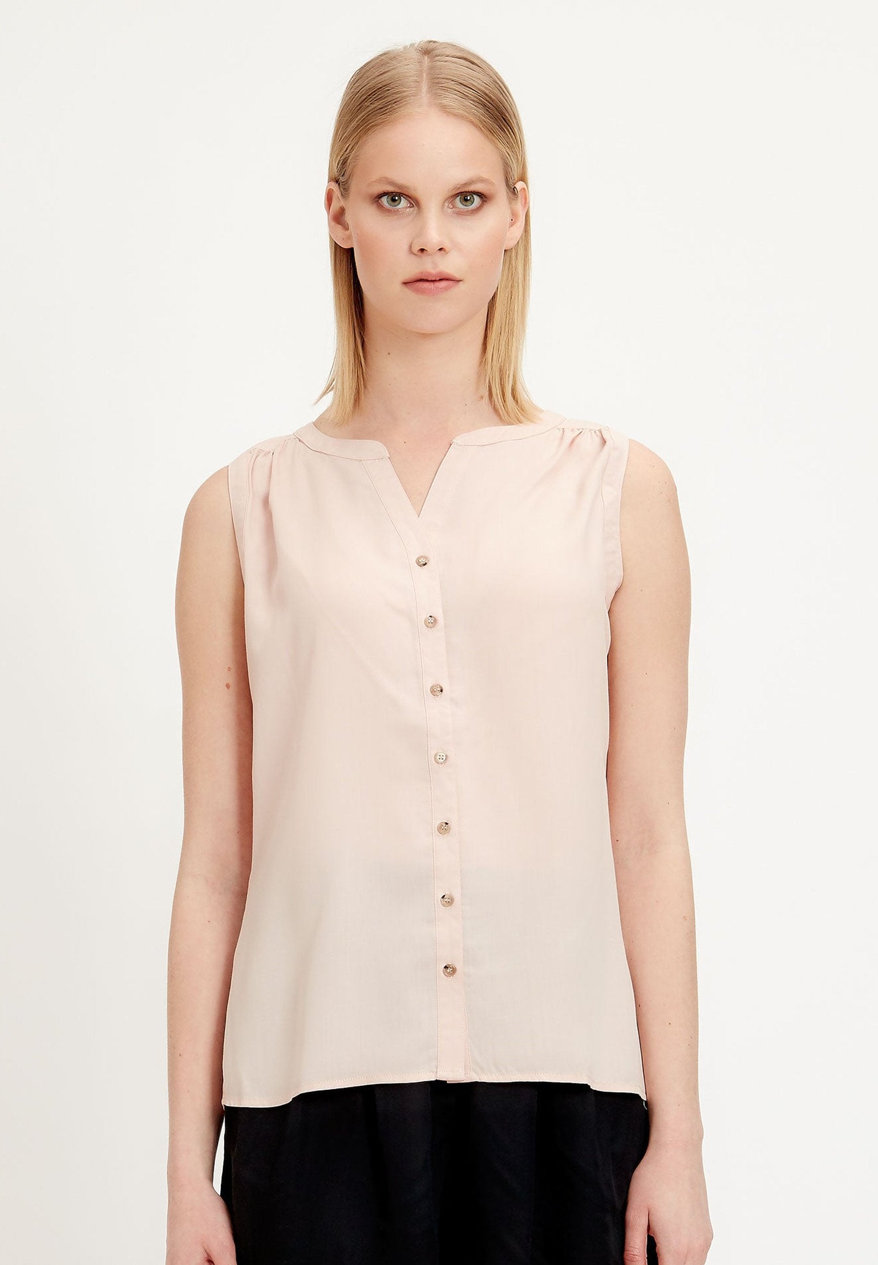 Blusentop aus TENCEL™ Lyocell mit durchgehender Knopfleiste