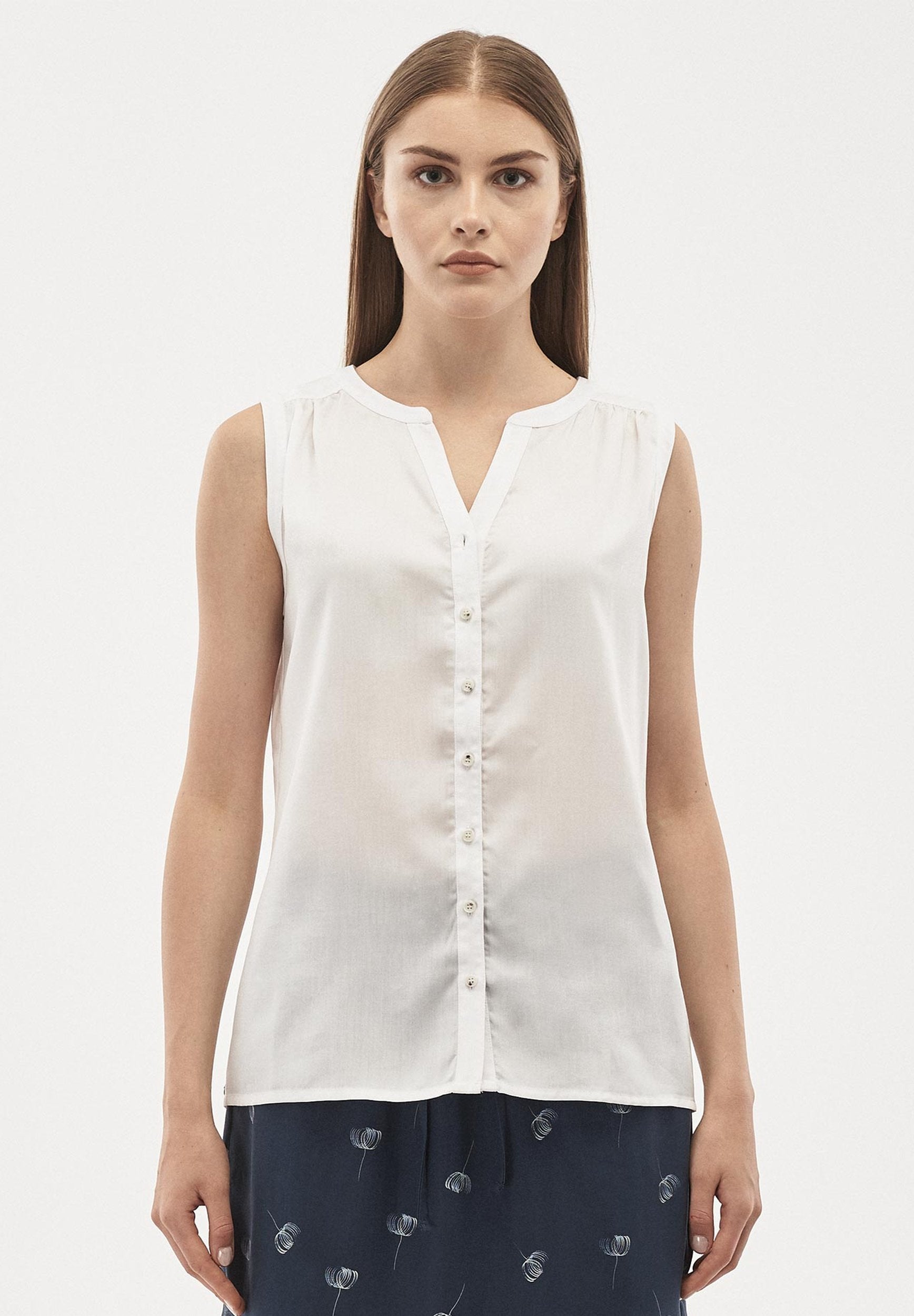 Blusentop aus TENCEL™ Lyocell mit durchgehender Knopfleiste