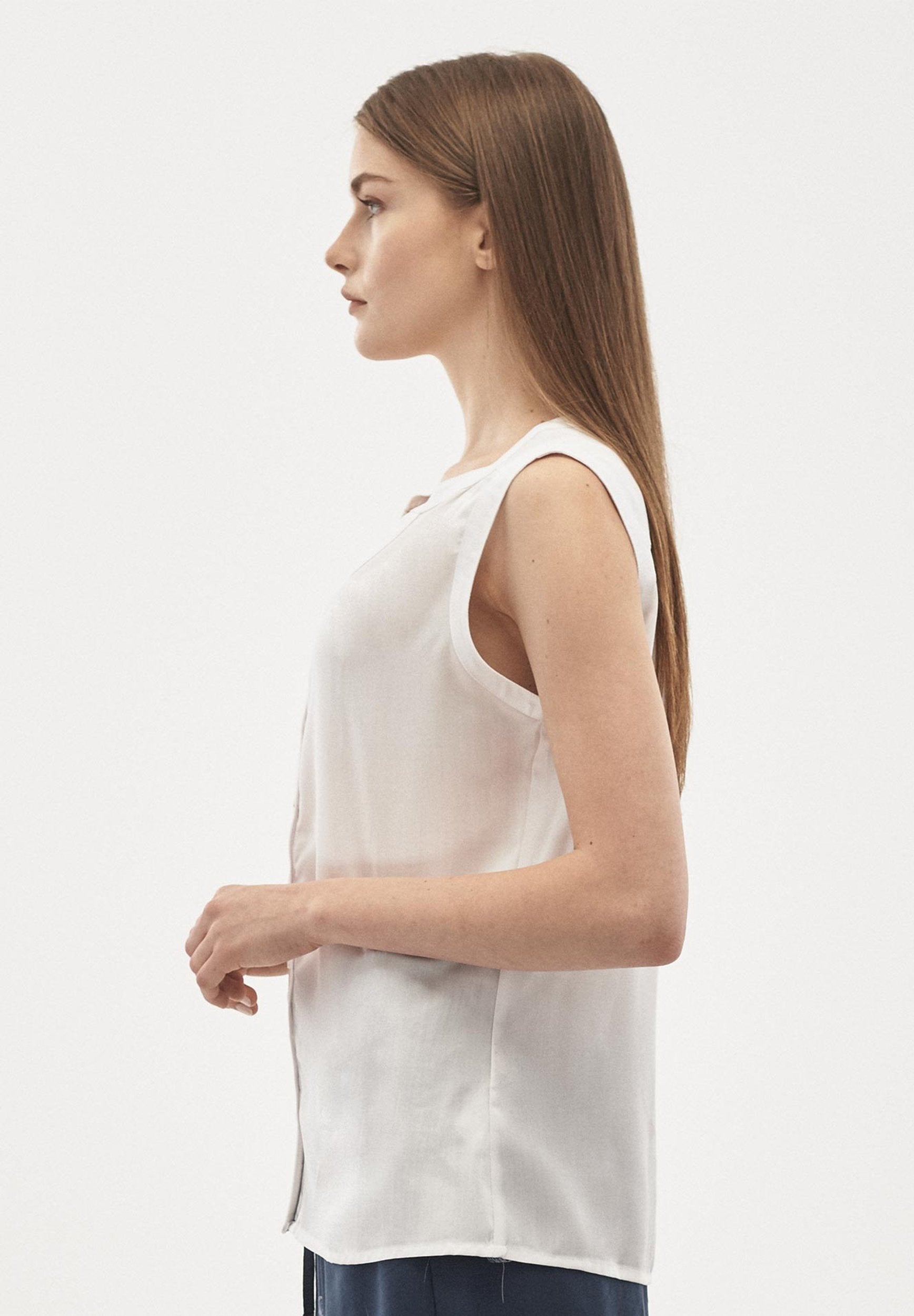 Blusentop aus TENCEL™ Lyocell mit durchgehender Knopfleiste
