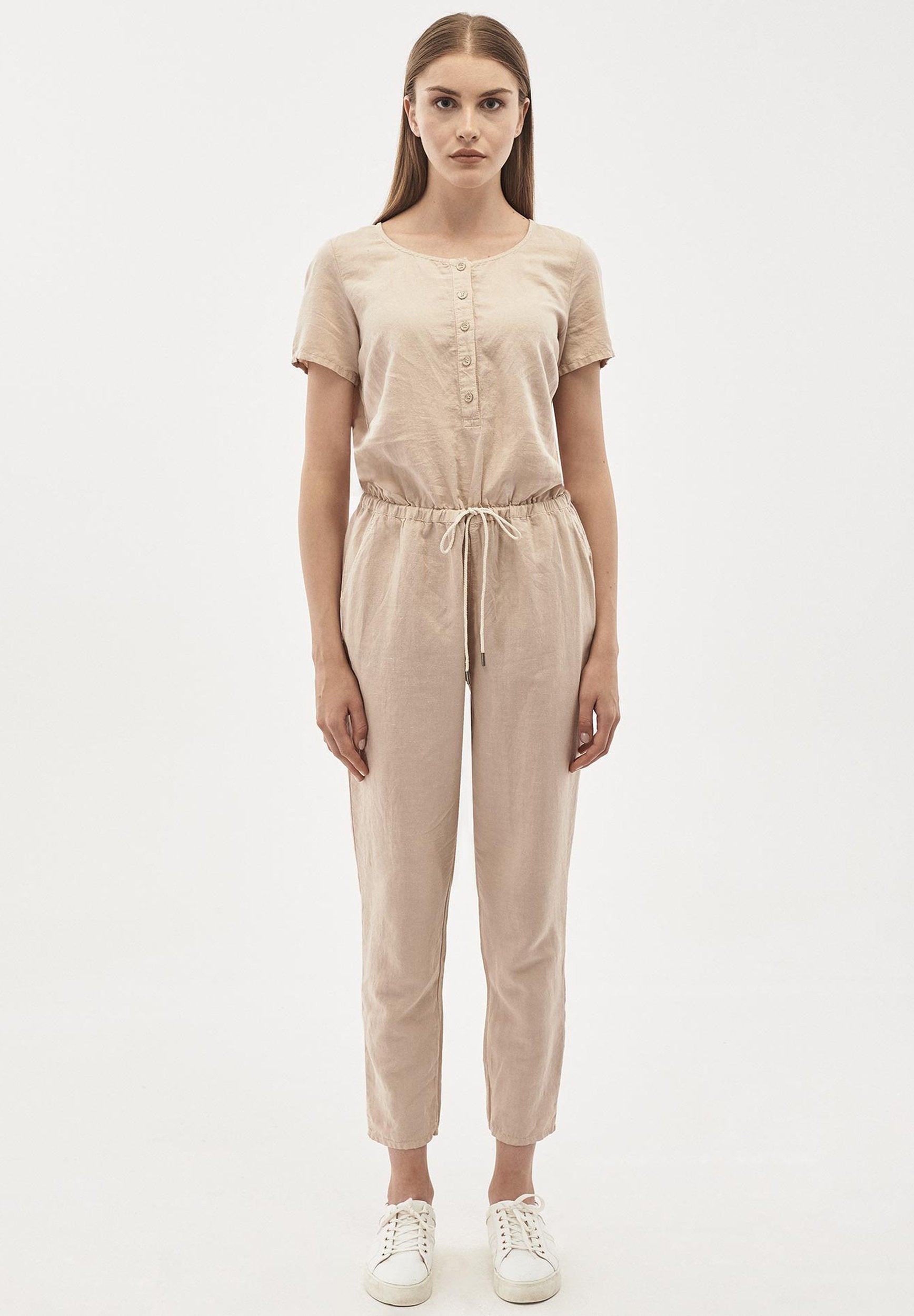 Jumpsuit aus Leinen-Mix