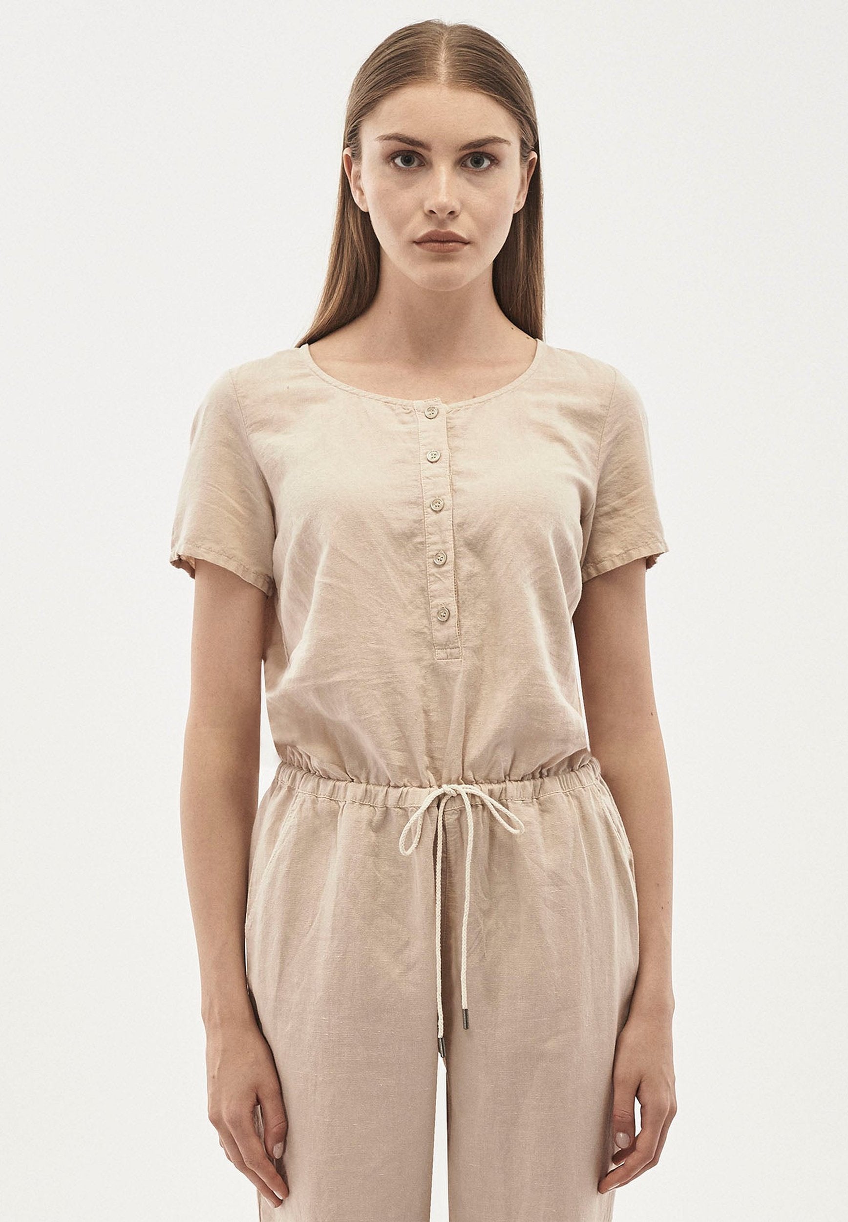 Jumpsuit aus Leinen-Mix