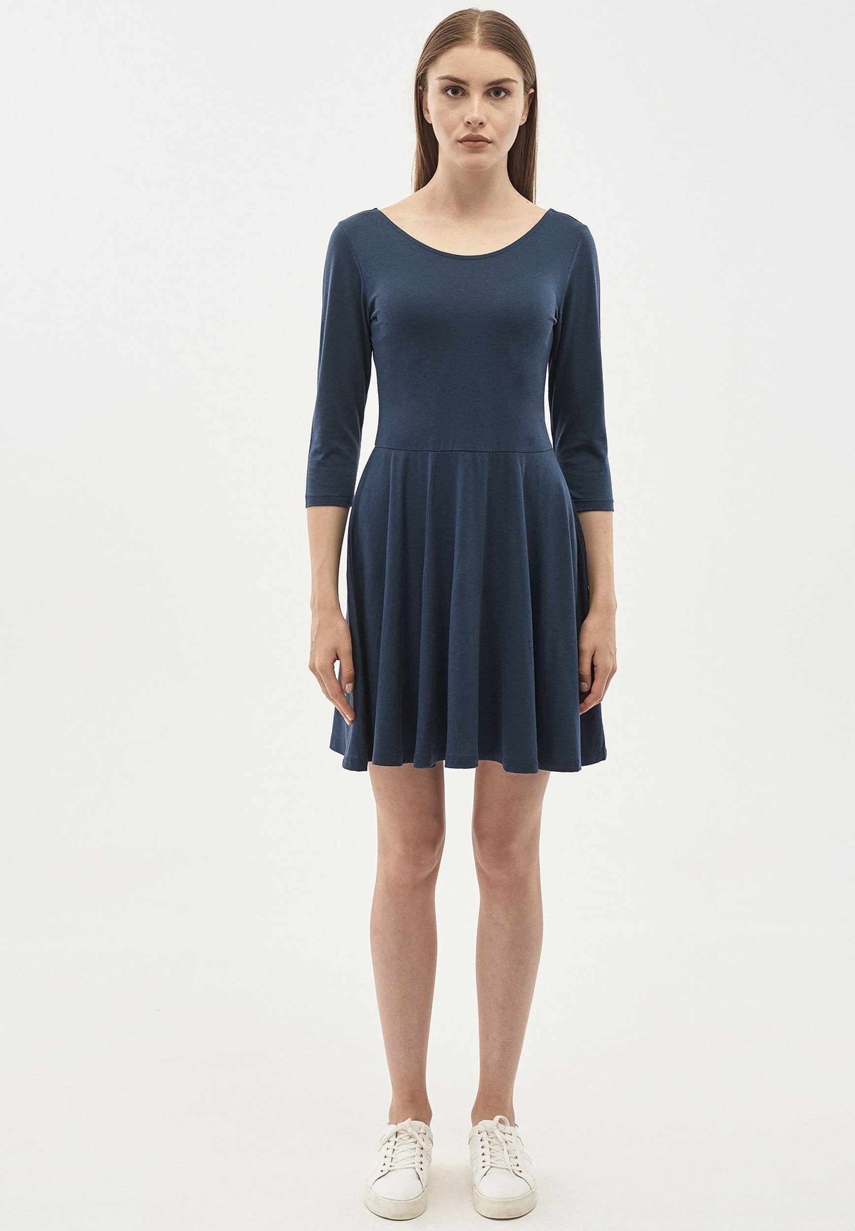 Jerseykleid aus TENCEL™ Lyocell-Mix mit 3/4-Ärmeln