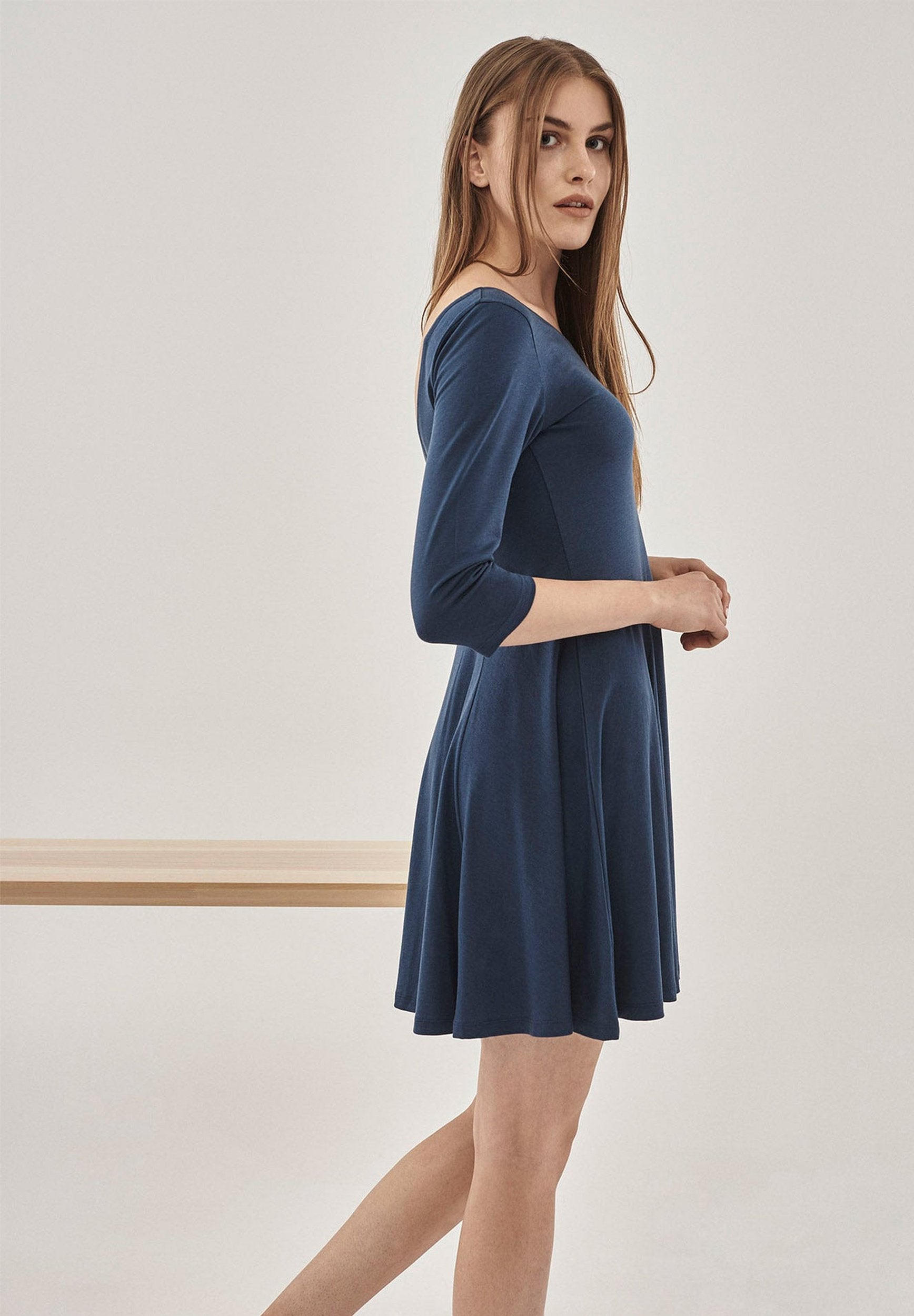 Jerseykleid aus TENCEL™ Lyocell-Mix mit 3/4-Ärmeln