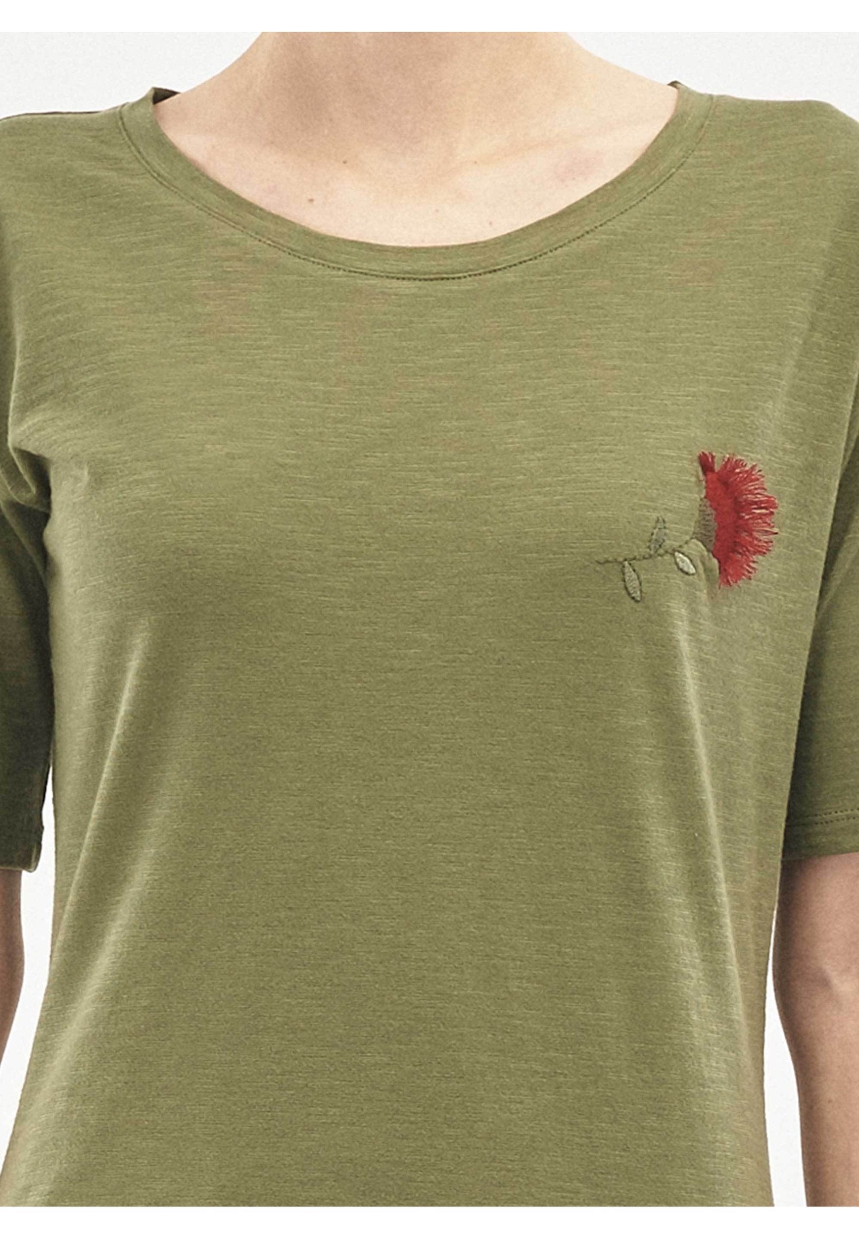 T-Shirt aus Bio-Baumwolle mit Blumenstickerei