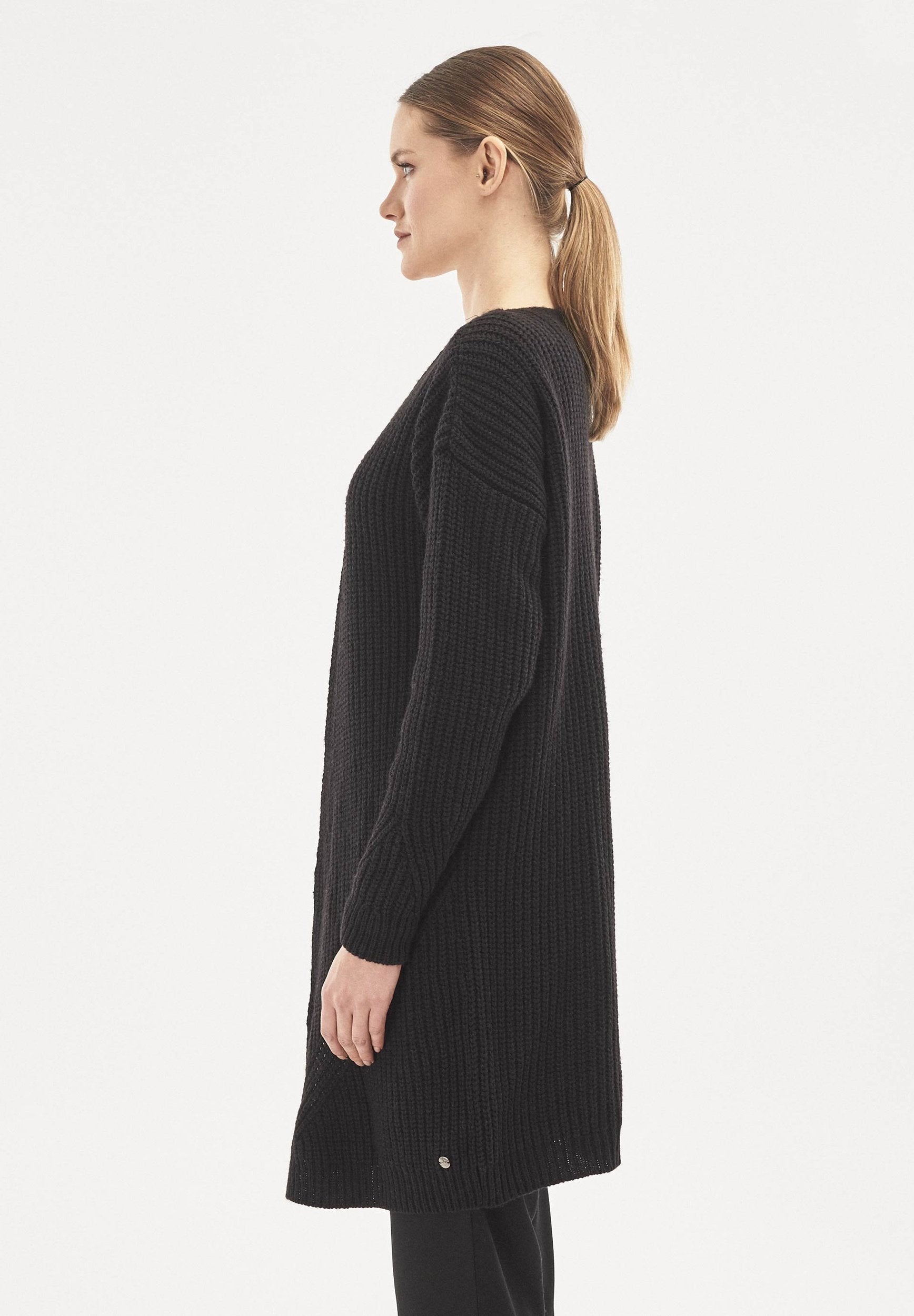 Langer Cardigan aus Bio-Merinowolle und Bio-Baumwolle