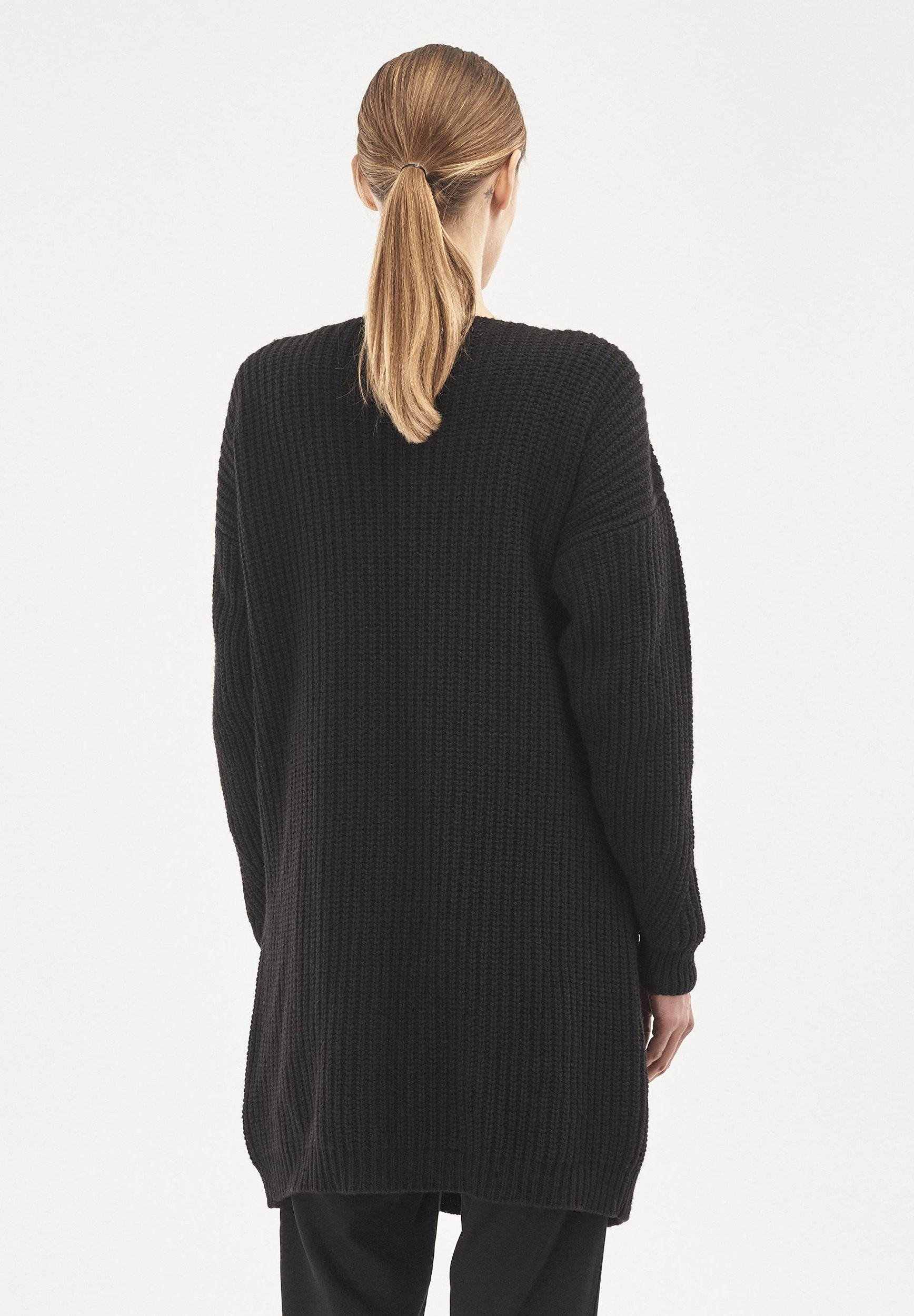 Langer Cardigan aus Bio-Merinowolle und Bio-Baumwolle
