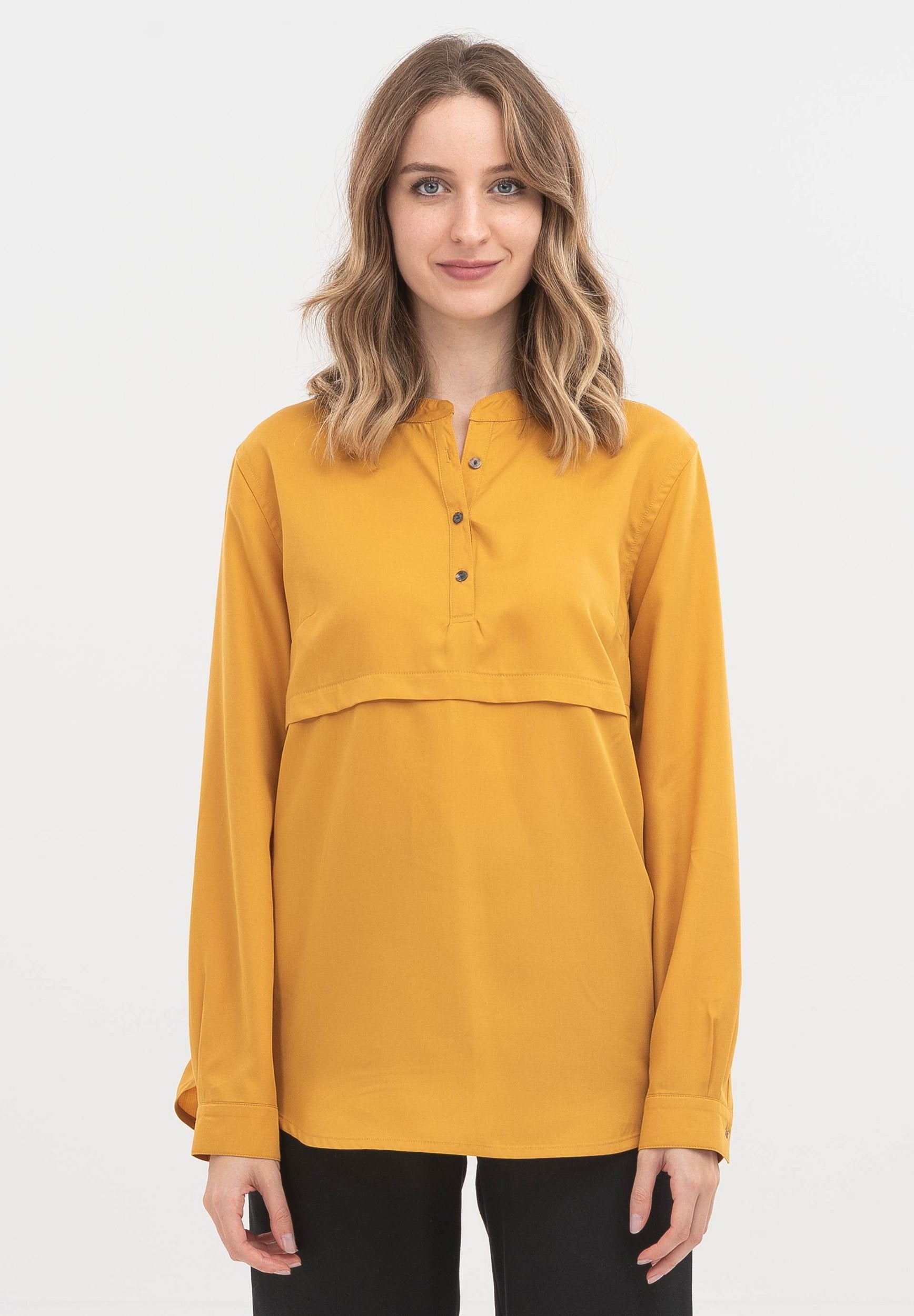 Langarm Bluse aus TENCEL™ Lyocell mit Knopfleiste