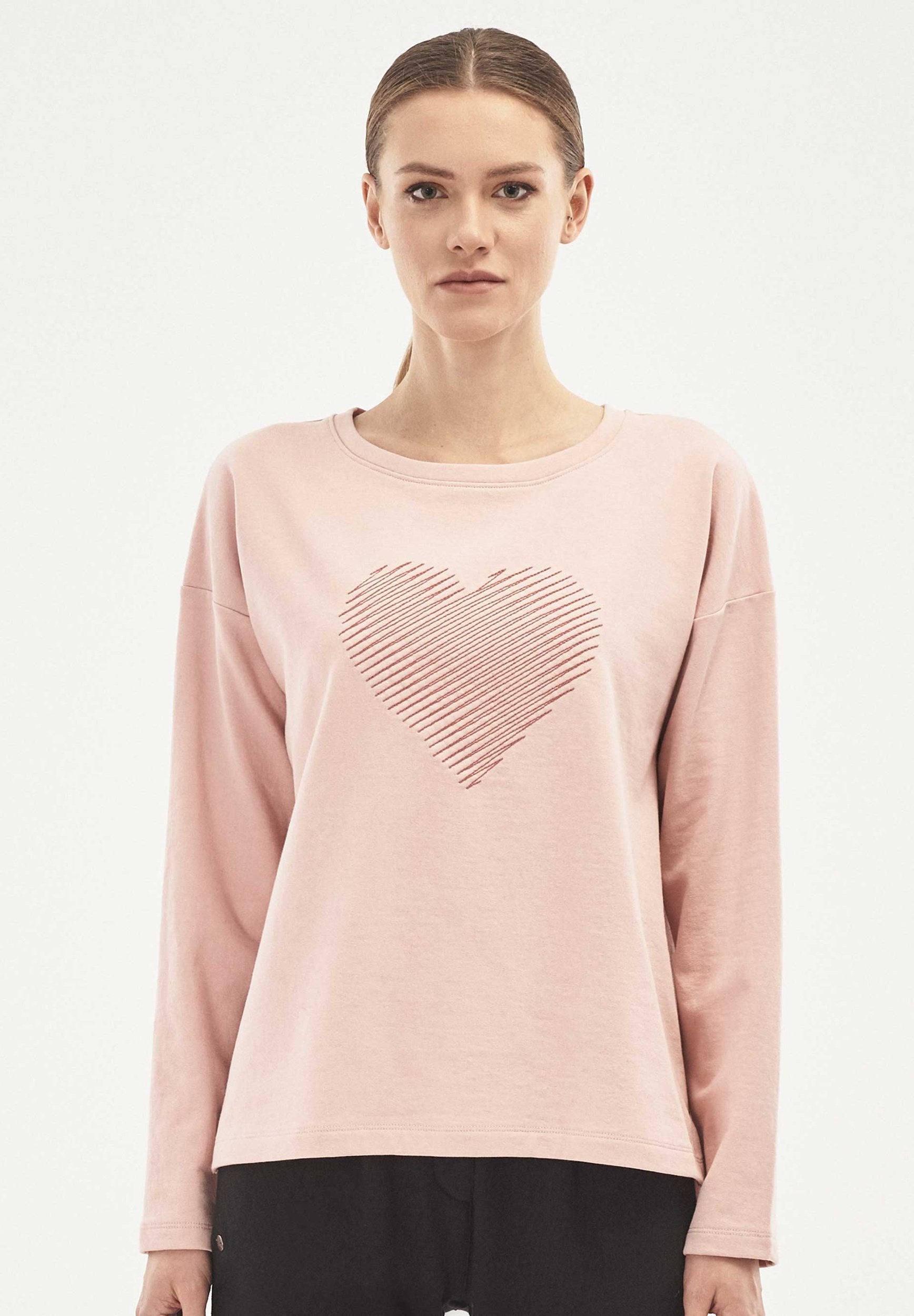 Sweatshirt aus Bio-Baumwolle mit Herz Stickerei