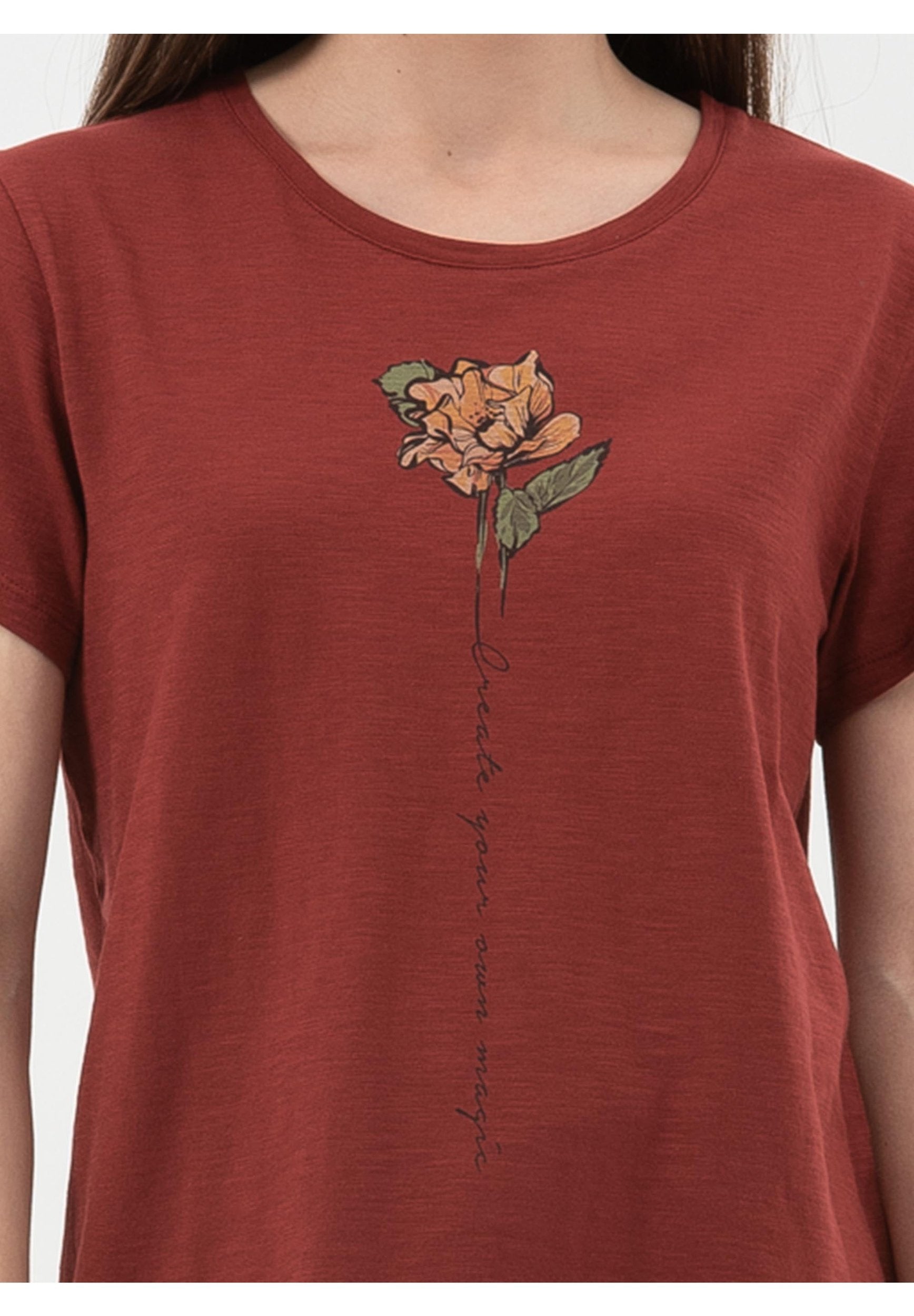 T-Shirt aus Bio-Baumwolle mit Blume-Print