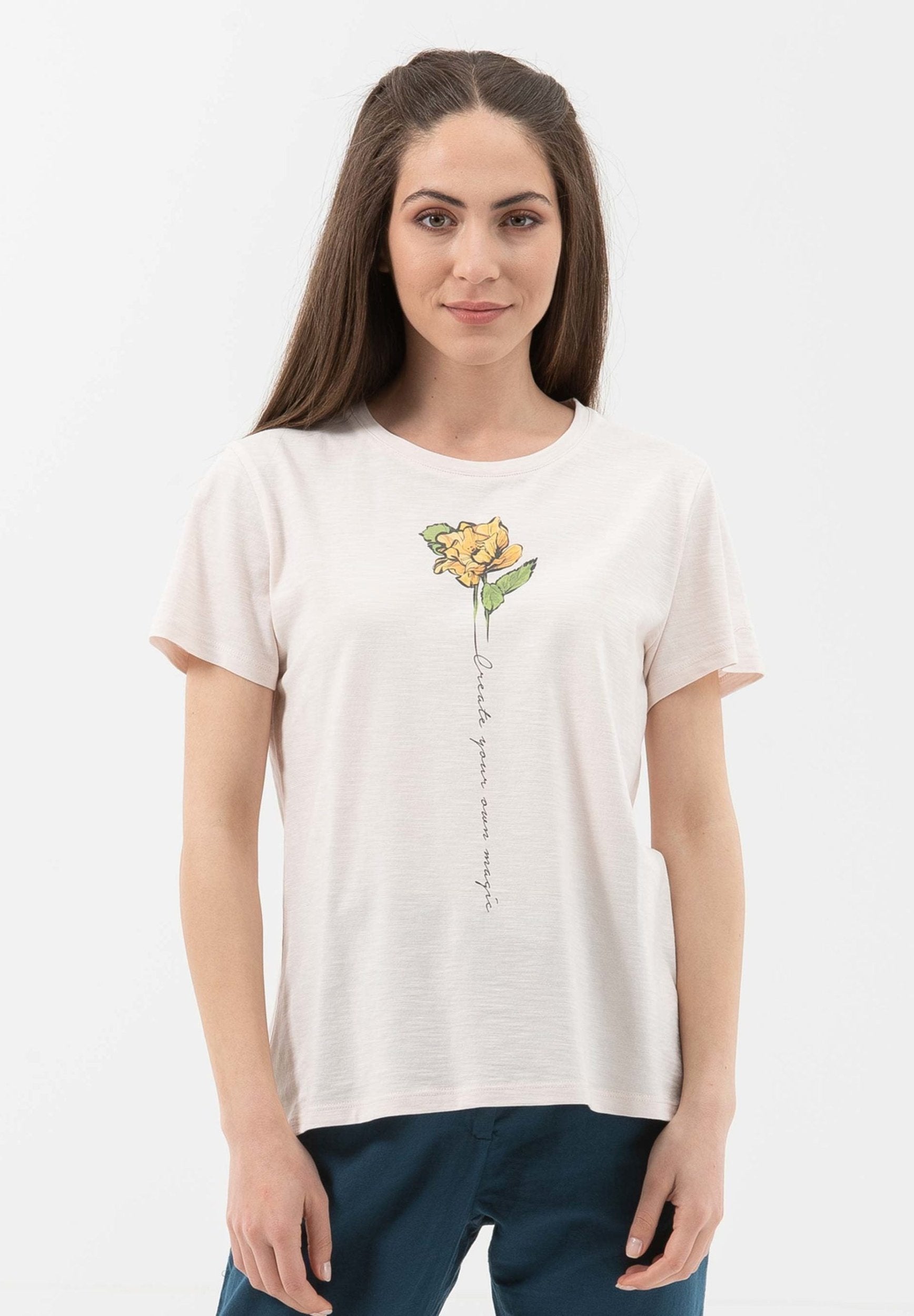 T-Shirt aus Bio-Baumwolle mit Blume-Print | Nachhaltige Damenmode