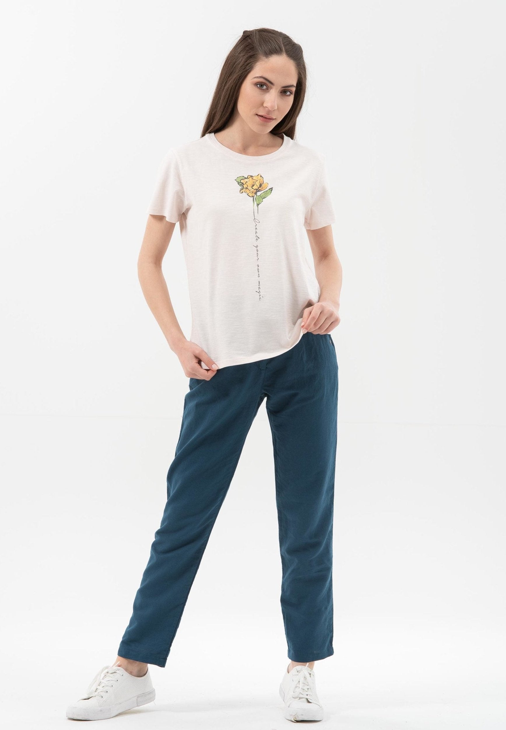 T-Shirt aus Bio-Baumwolle mit Blume-Print