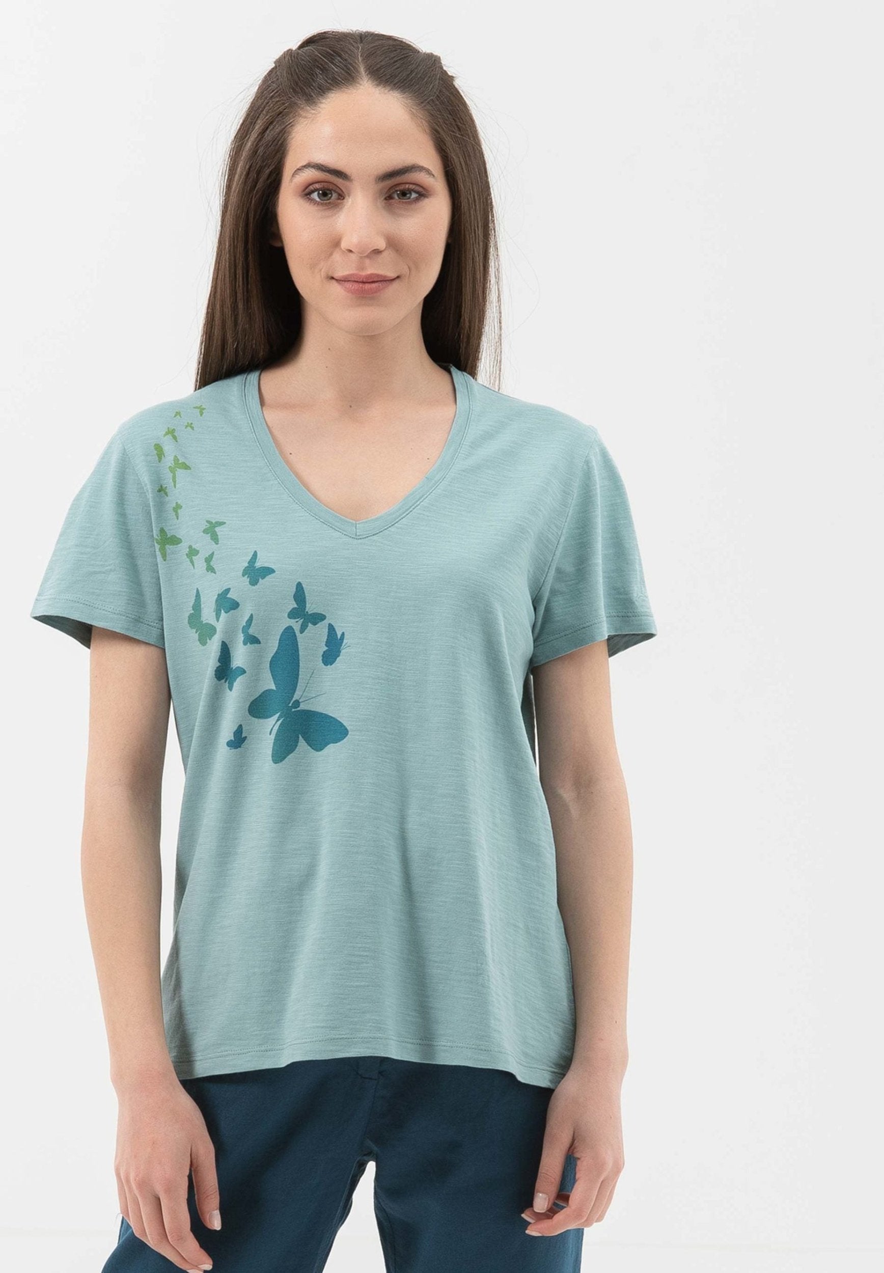 T-Shirt aus Bio-Baumwolle mit Schmetterling-Print | Nachhaltige Damenmode
