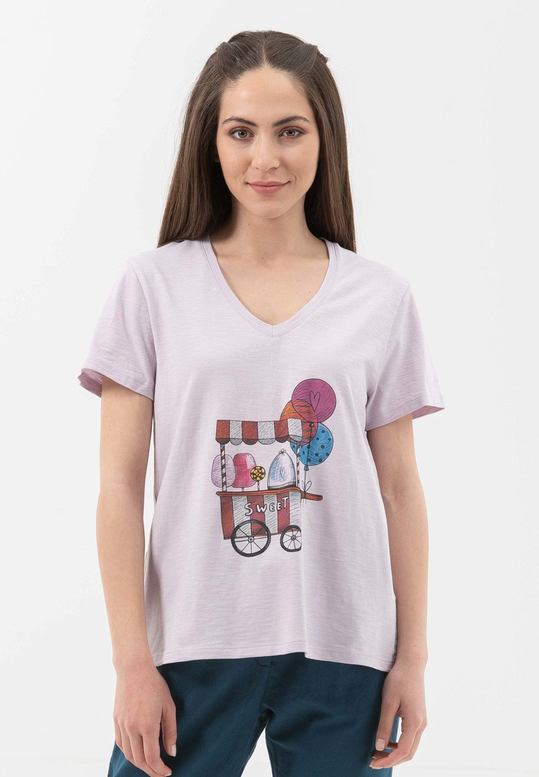 T-Shirt aus Bio-Baumwolle mit V-Ausschnitt | Nachhaltige Damenmode