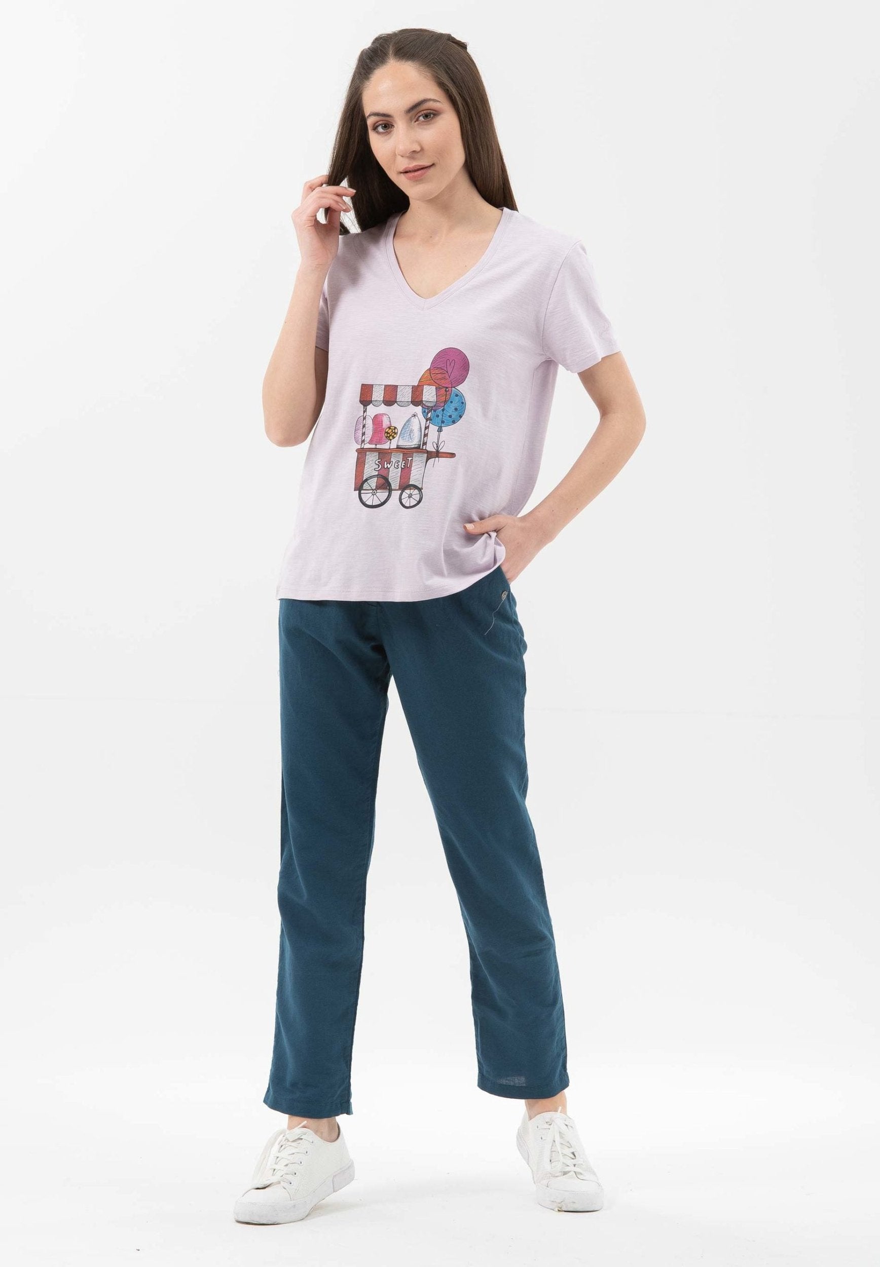 T-Shirt aus Bio-Baumwolle mit V-Ausschnitt