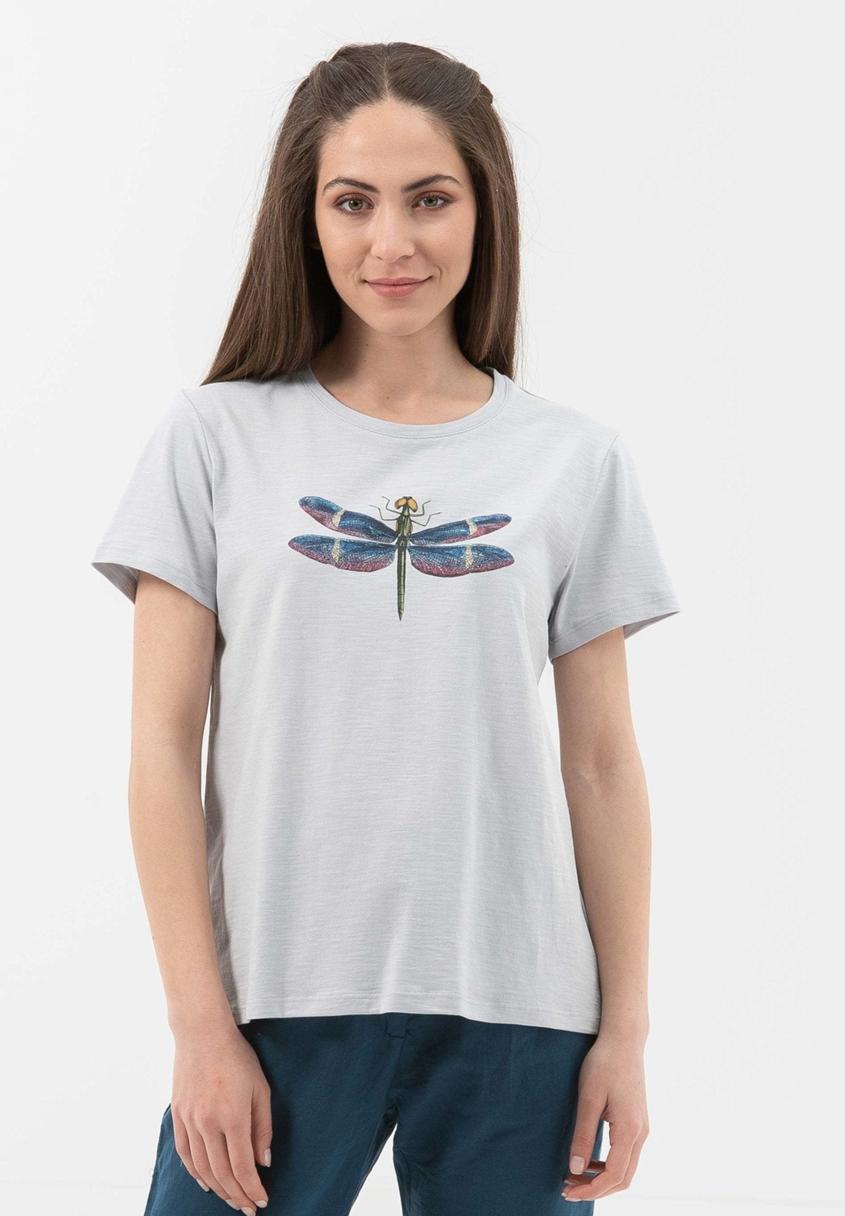 T-Shirt aus Bio-Baumwolle mit Libelle-Print | Nachhaltige Damenmode