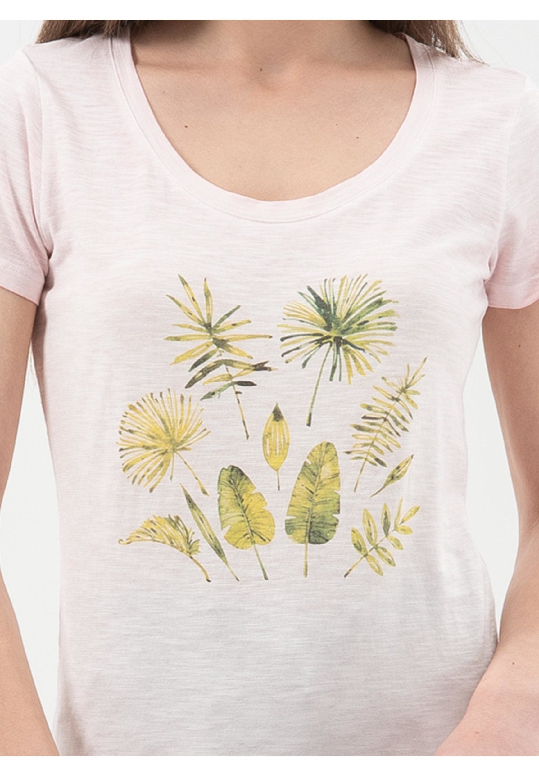 Garment Dyed T-Shirt aus Bio-Baumwolle mit Blatt-Print