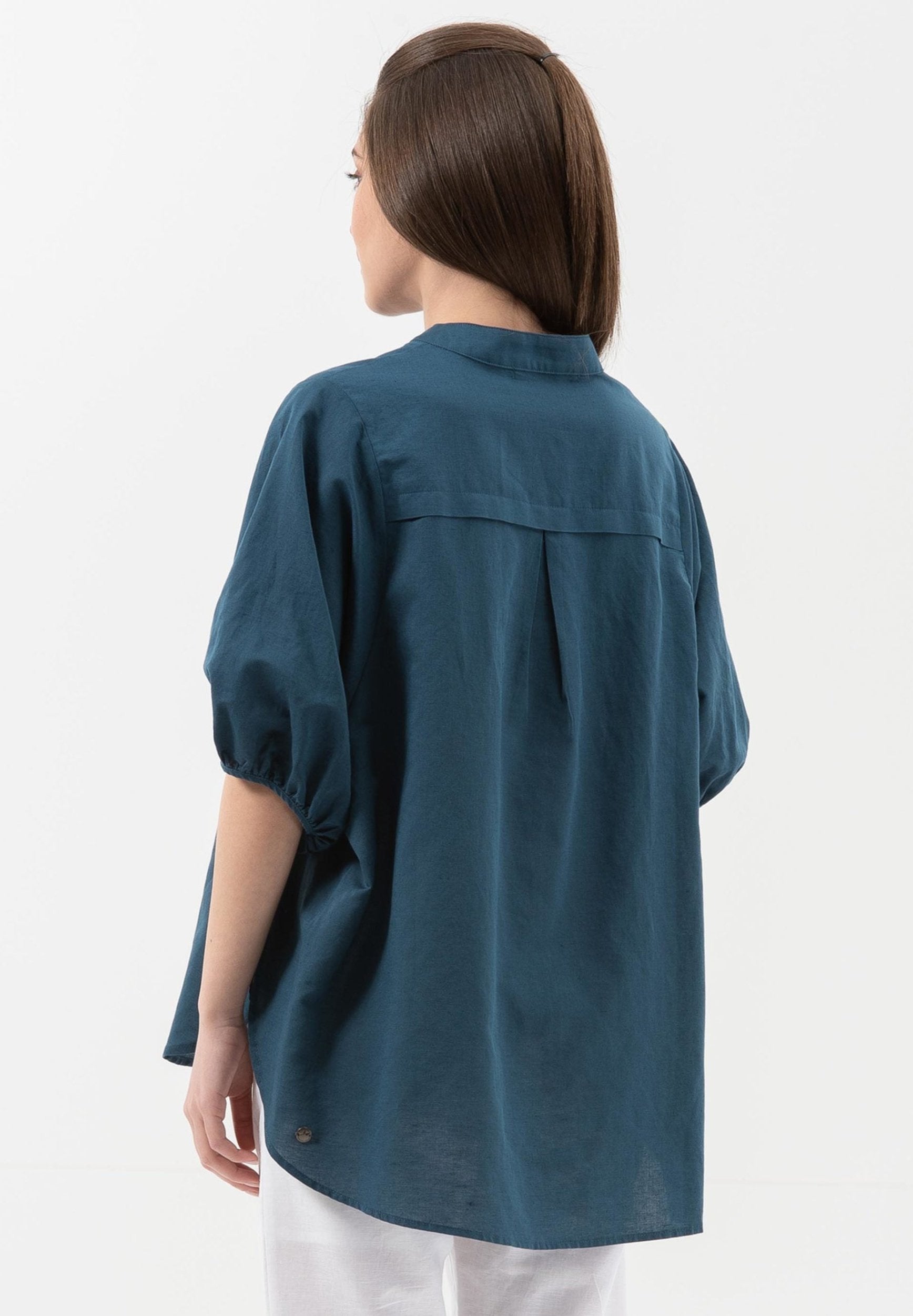 Bluse aus Leinen mit Bio-Baumwolle