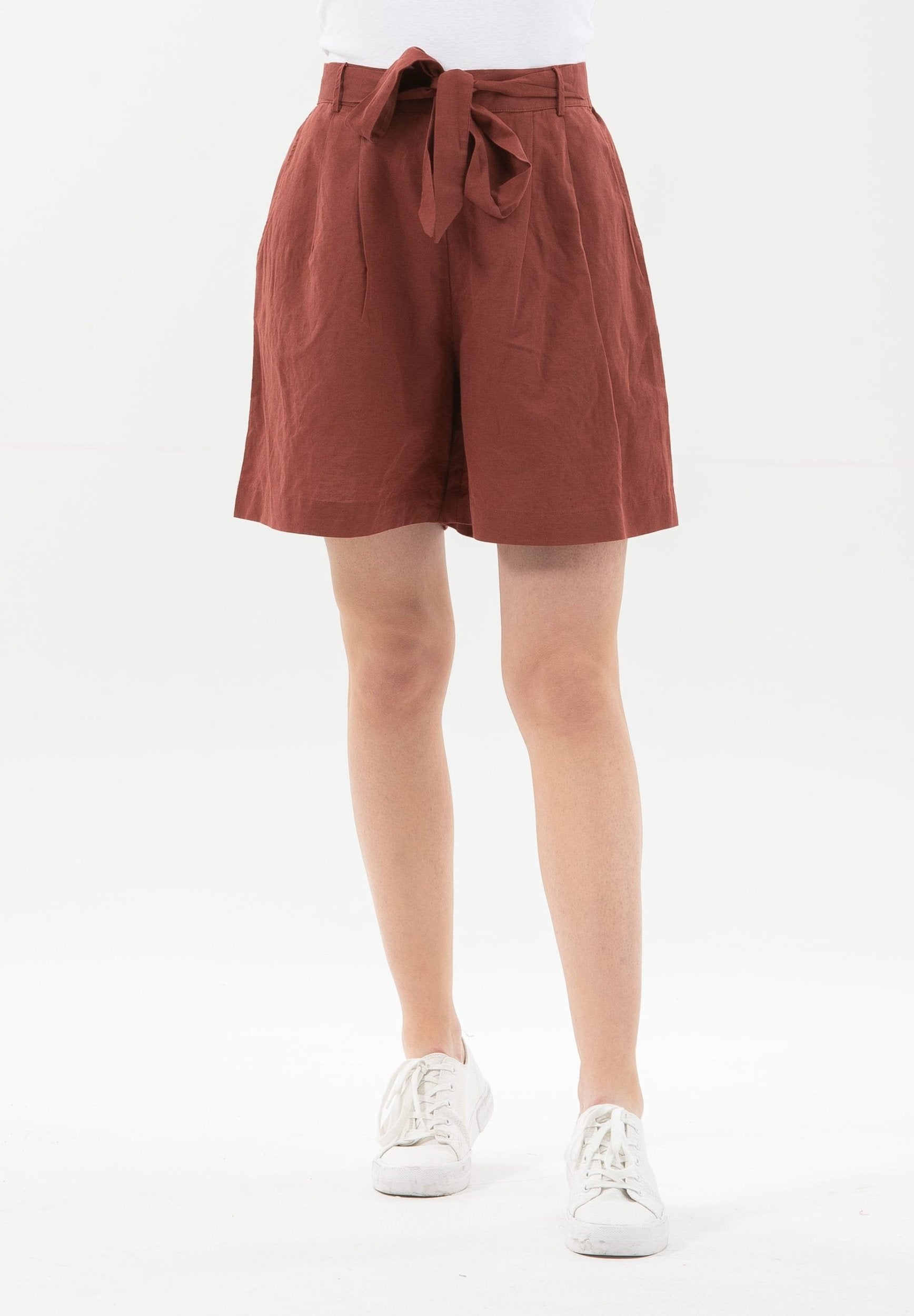 Shorts aus Leinengemisch mit Bindegürtel | Nachhaltige Mode Damen