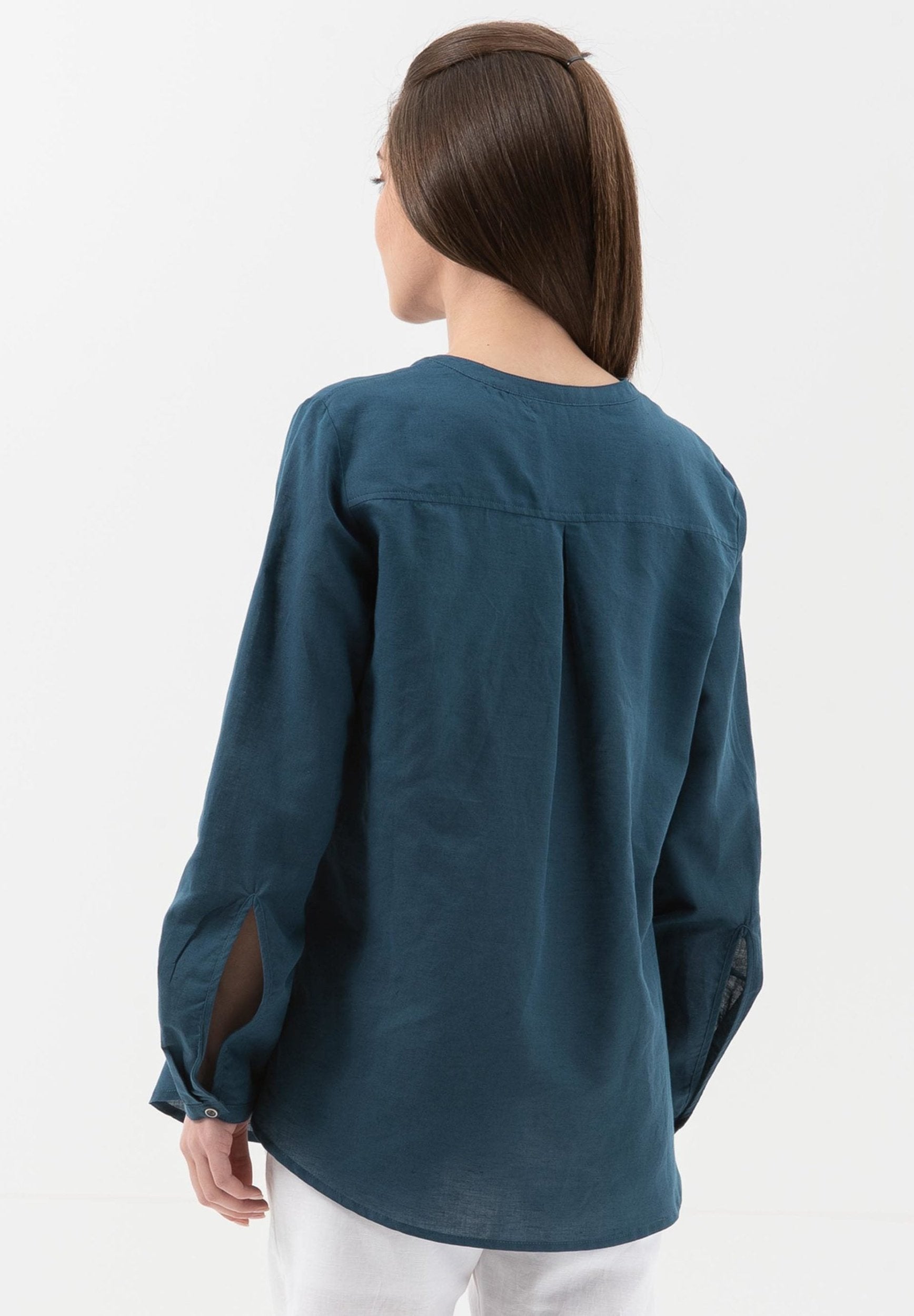 Bluse aus Leinen mit Bio-Baumwolle