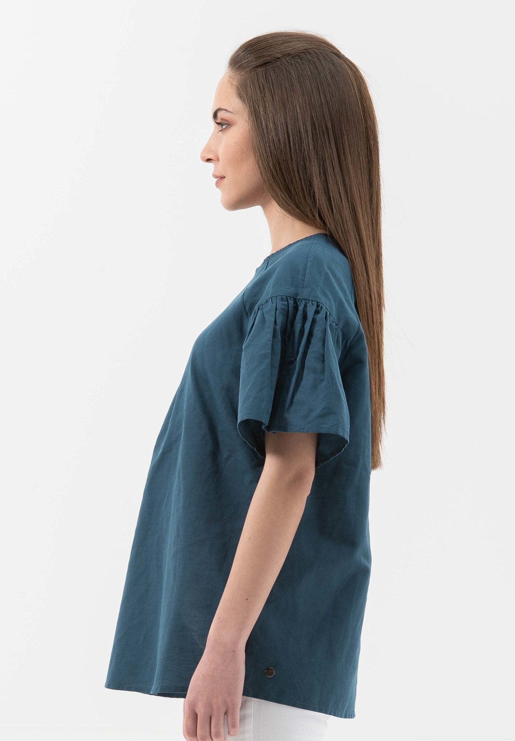 Bluse aus Leinen mit Bio-Baumwolle