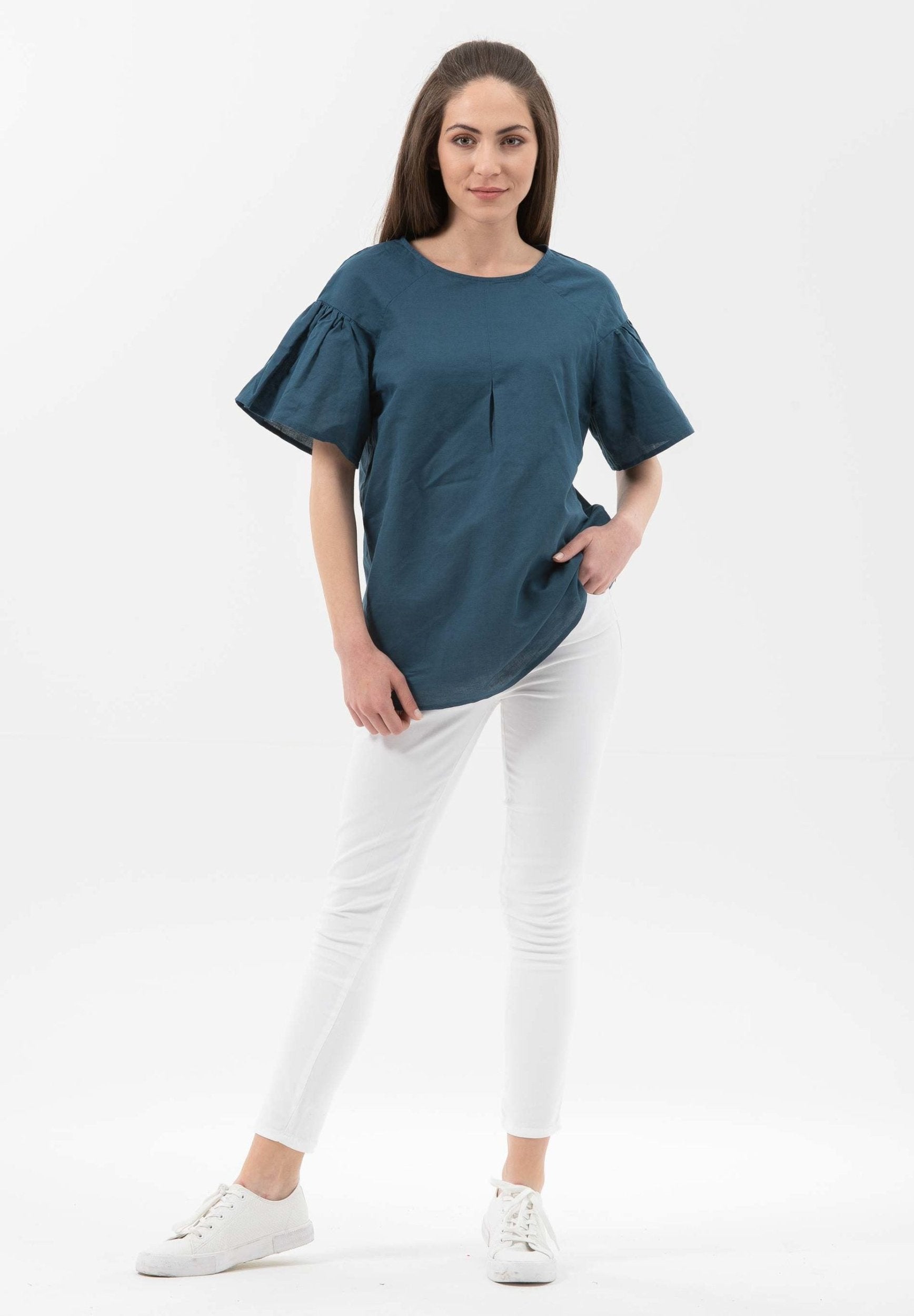 Bluse aus Leinen mit Bio-Baumwolle