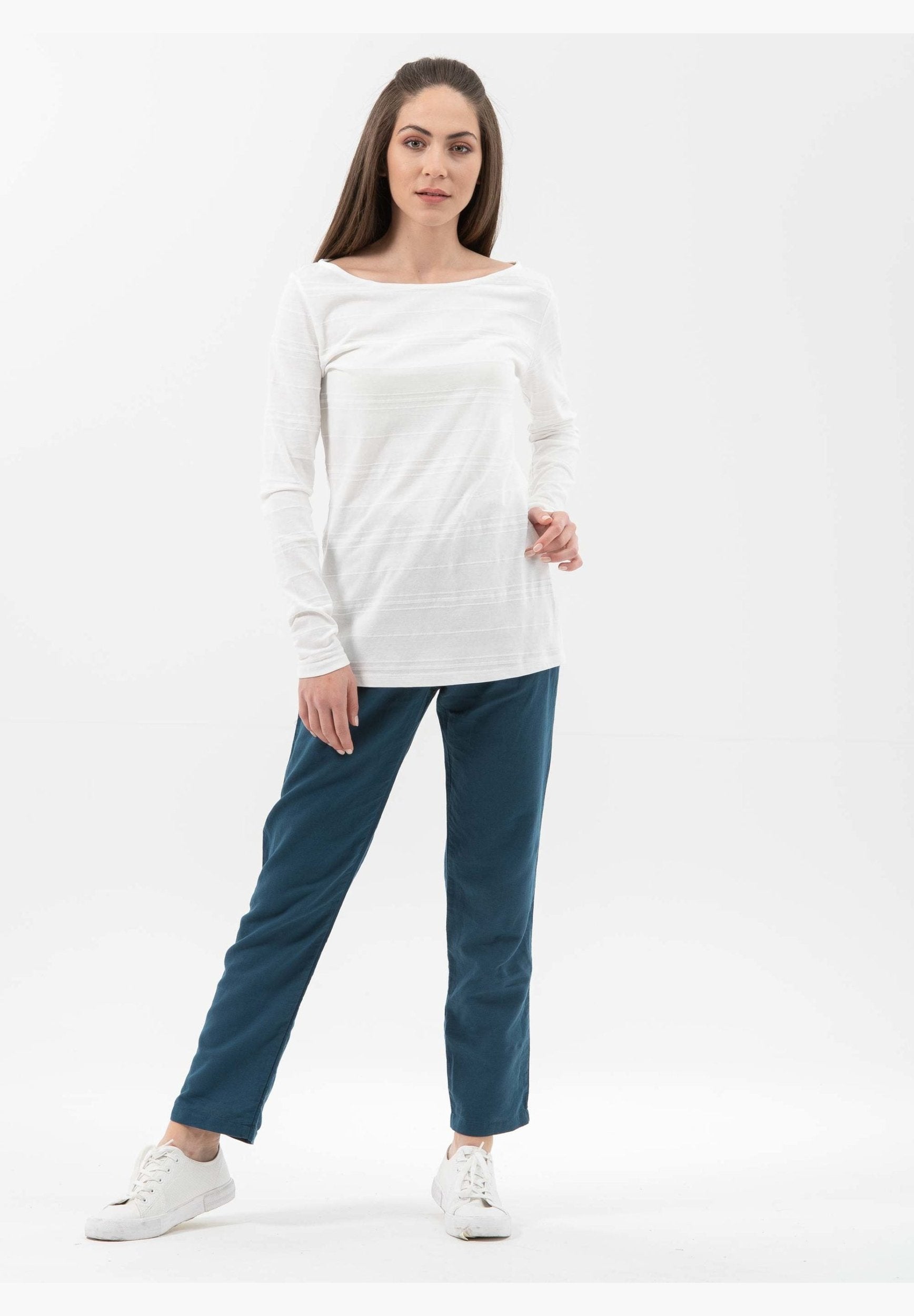 Langarmshirt aus Bio-Baumwolle mit U-Boot-Ausschnitt