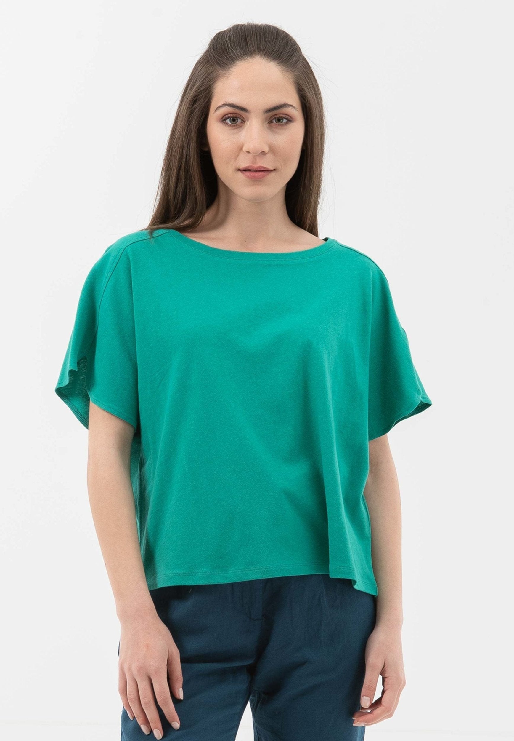 T-Shirt aus Bio-Baumwolle mit Leinen | Nachhaltige Damenmode