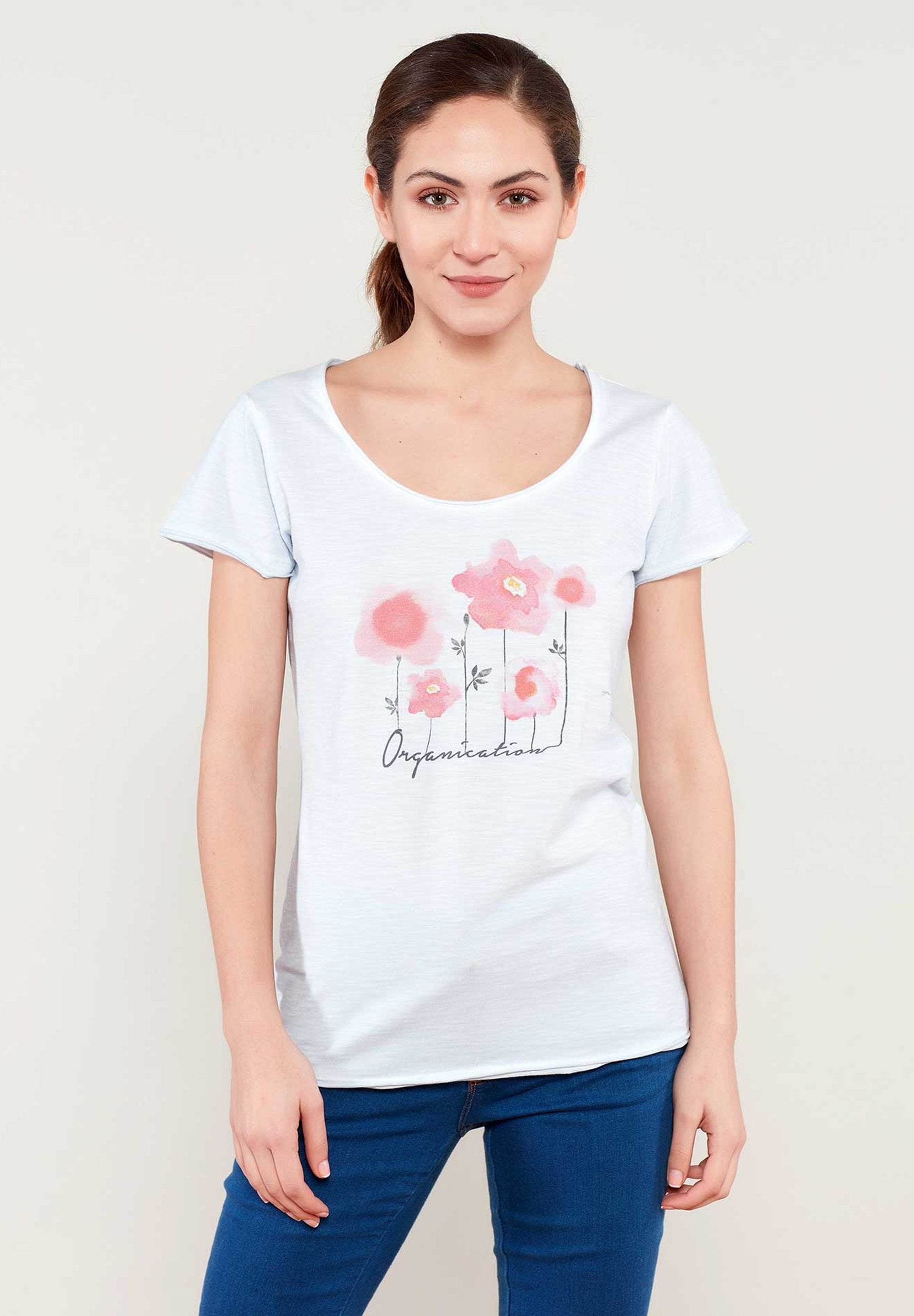 Bedrucktes T-Shirt aus Bio-Baumwolle mit Blumen Motive