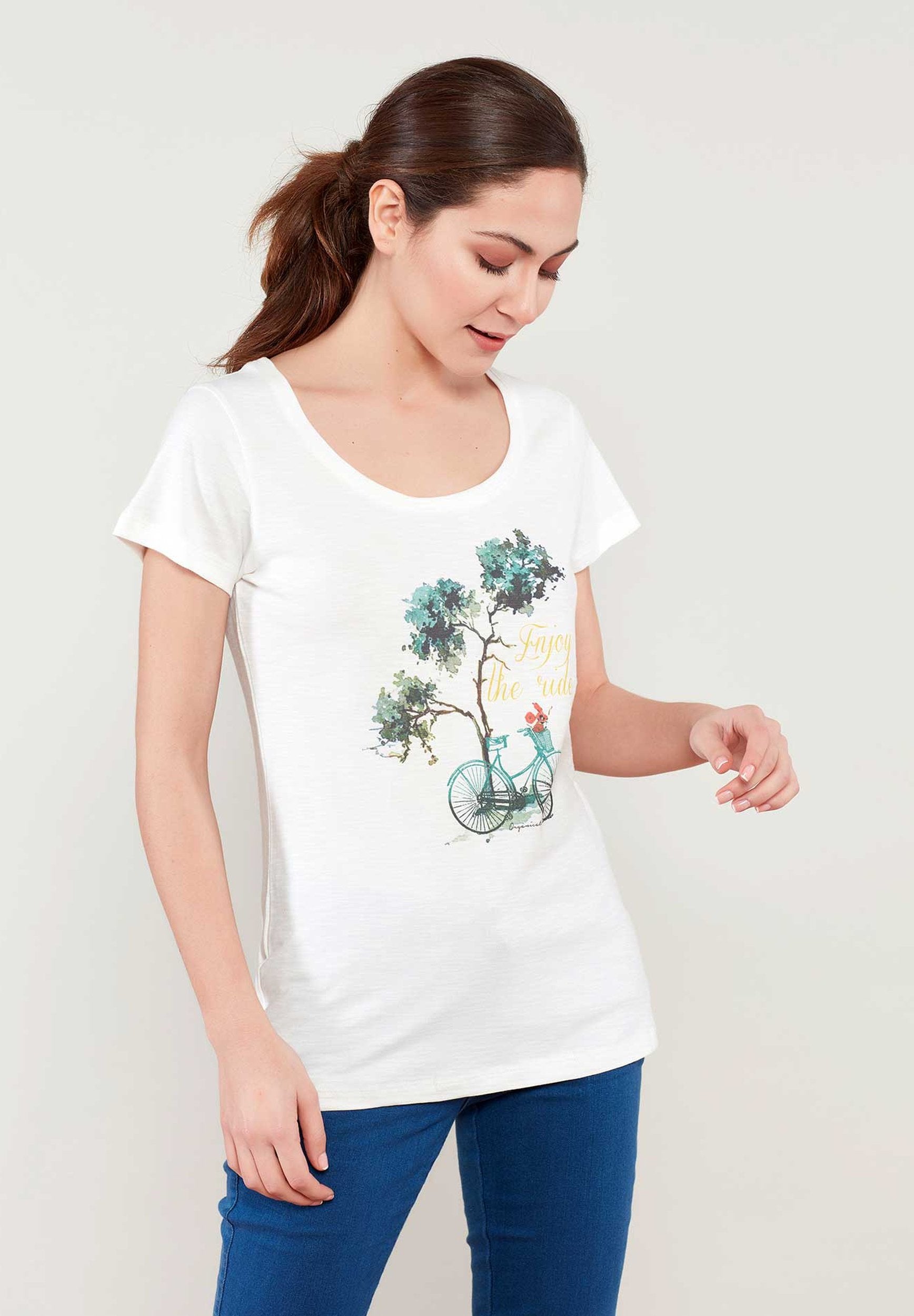 Baum & Bike print T-Shirt aus 100% Bio-Baumwolle