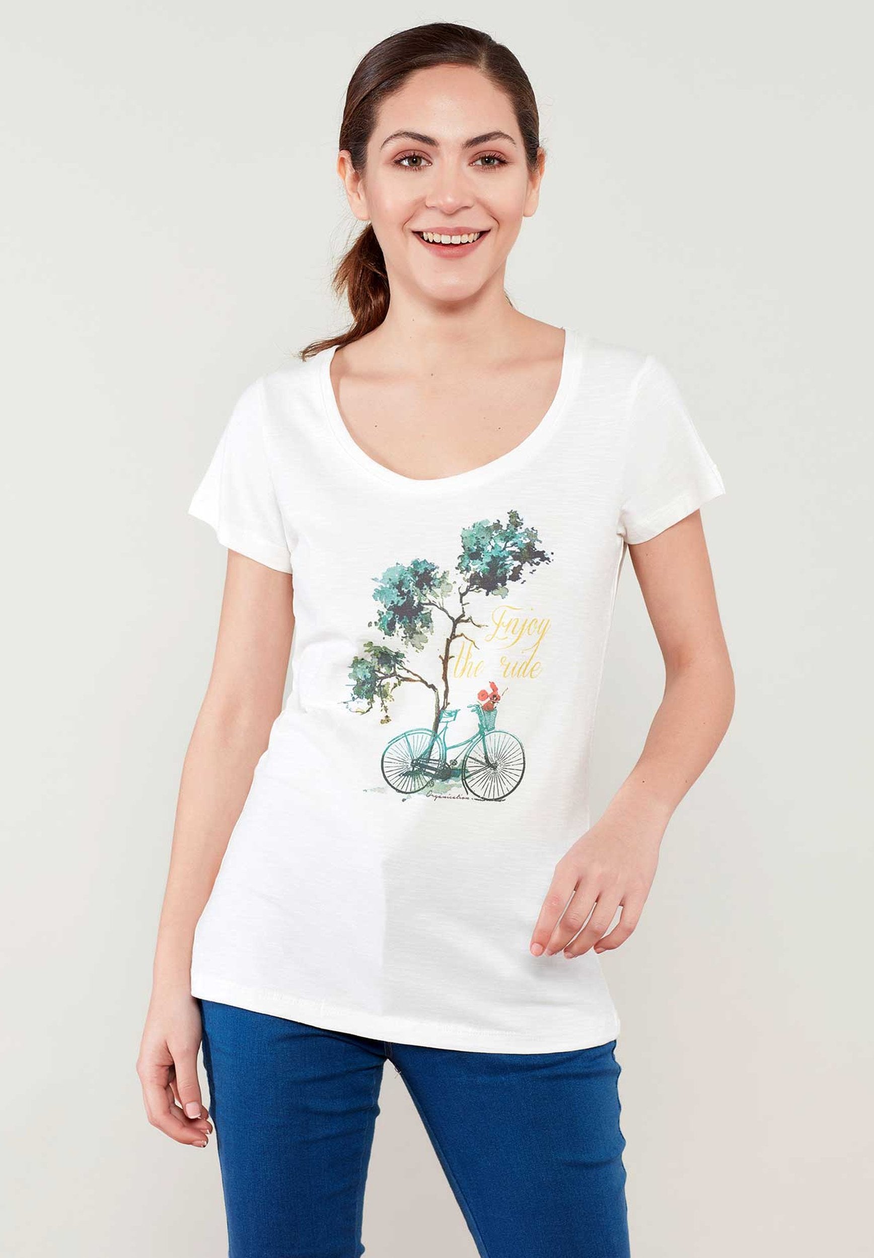 Baum & Bike print T-Shirt aus 100% Bio-Baumwolle