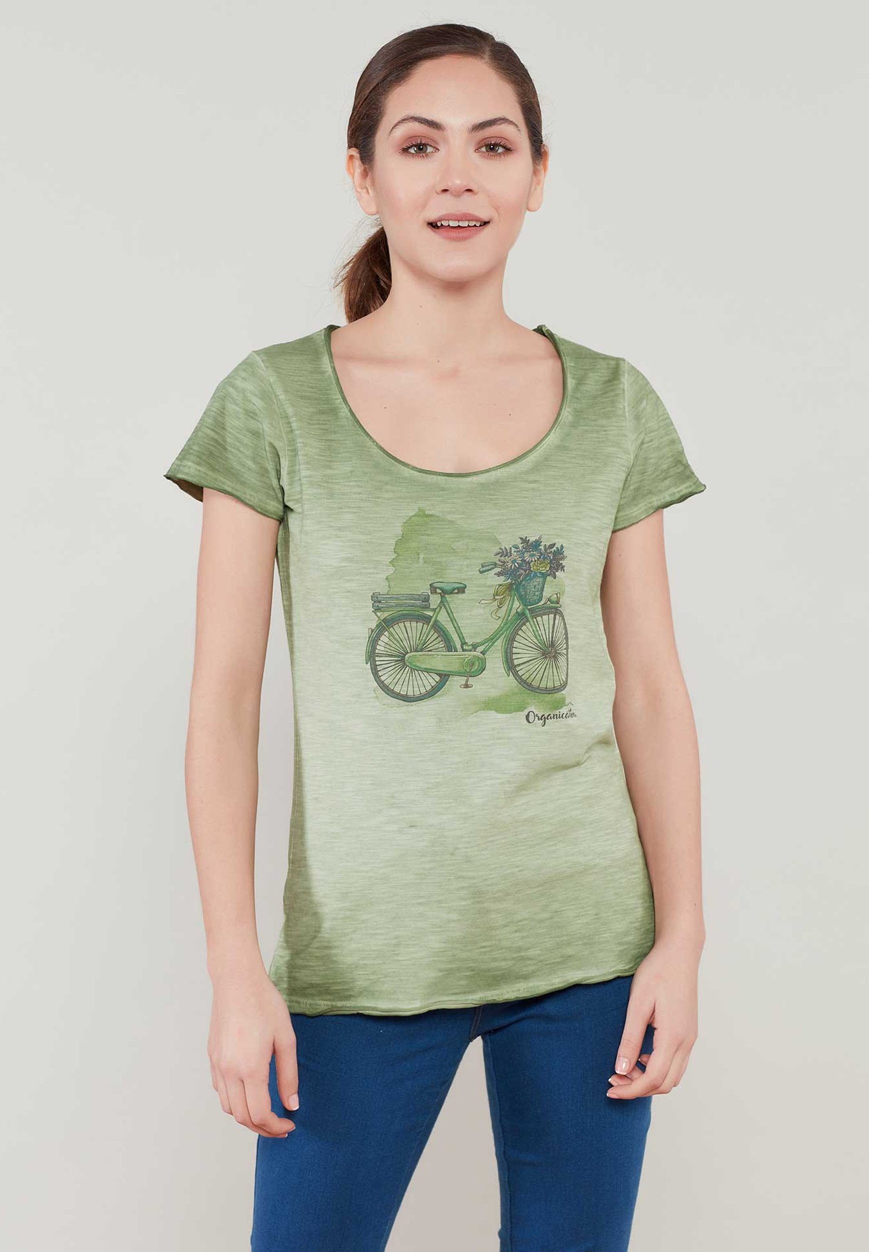 Bedrucktes T-Shirt aus Bio-Baumwolle mit Fahrrad Motive