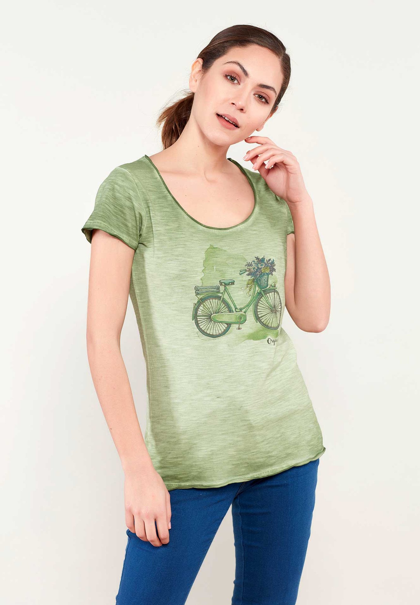 Bedrucktes T-Shirt aus Bio-Baumwolle mit Fahrrad Motive