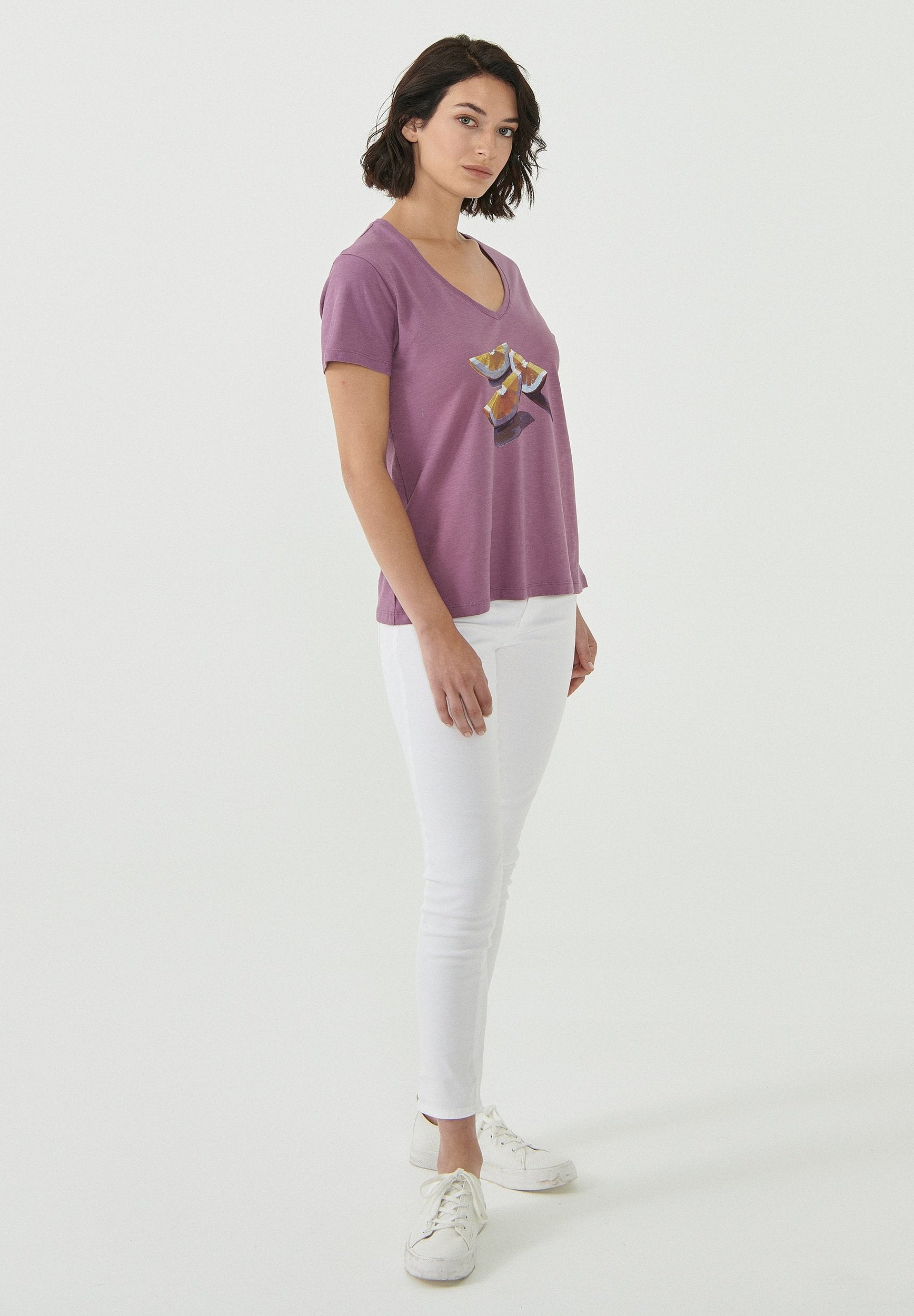 T-Shirt aus Bio-Baumwolle mit Orangen-Print
