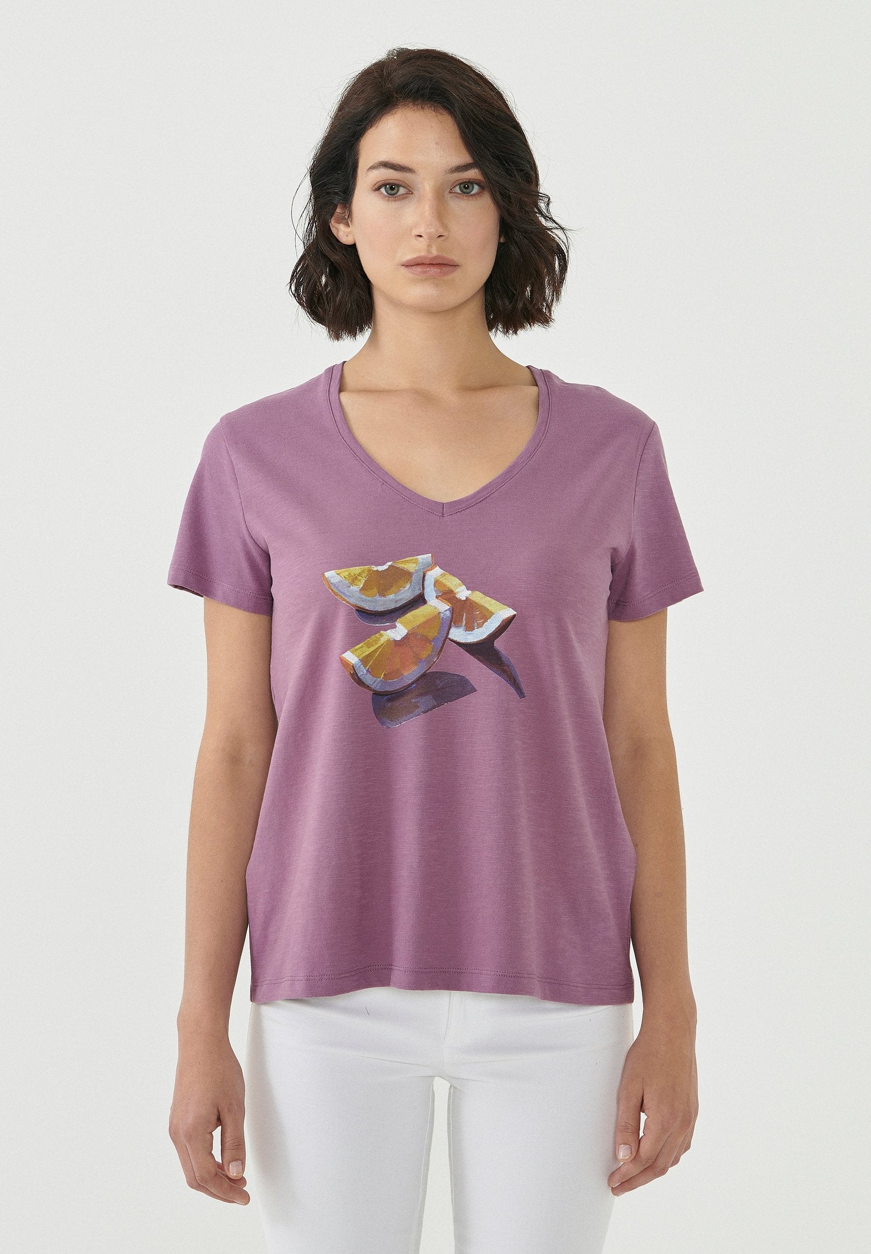 T-Shirt aus Bio-Baumwolle mit Orangen-Print