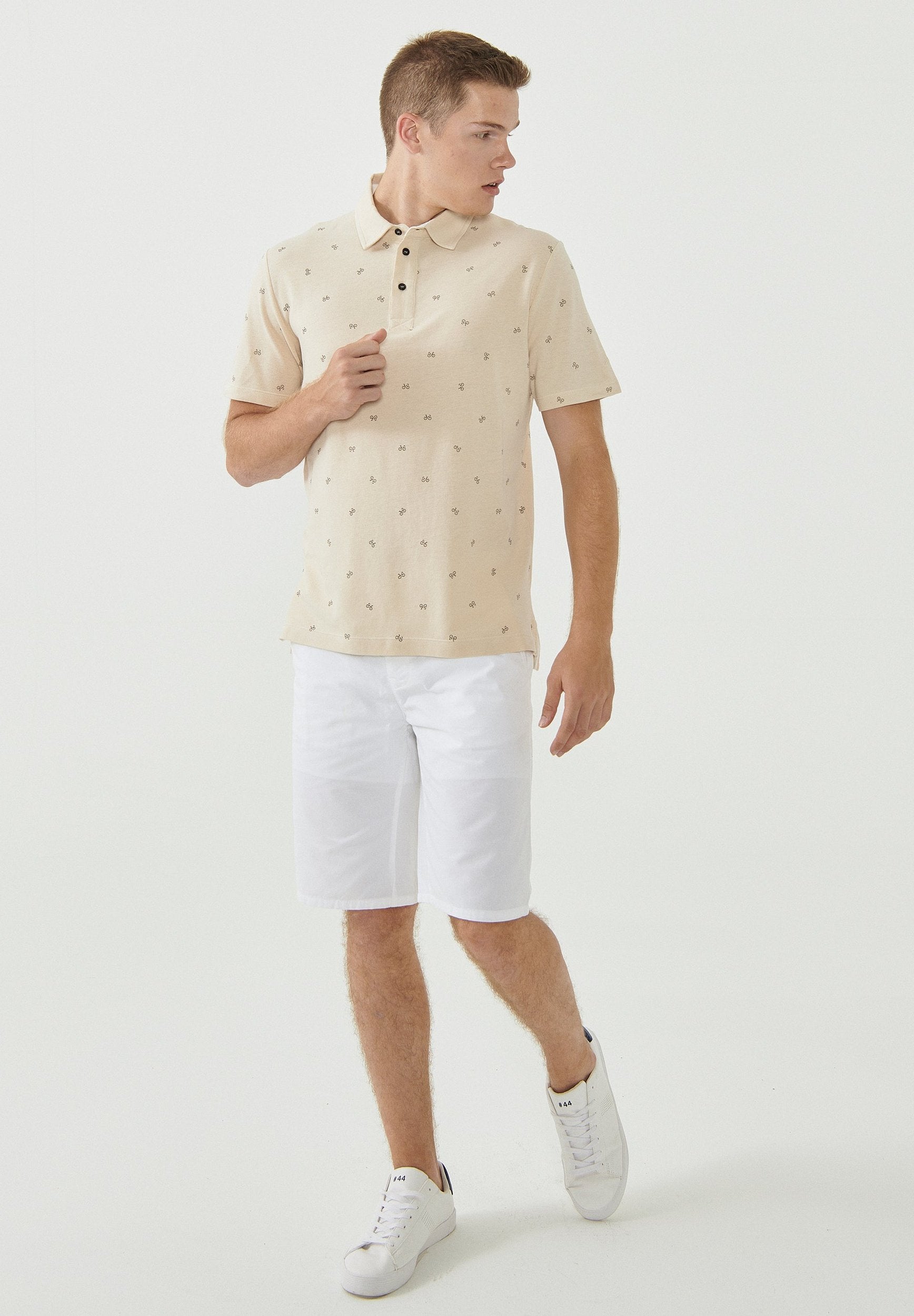 Poloshirt aus Bio-Baumwolle mit Allover-Print