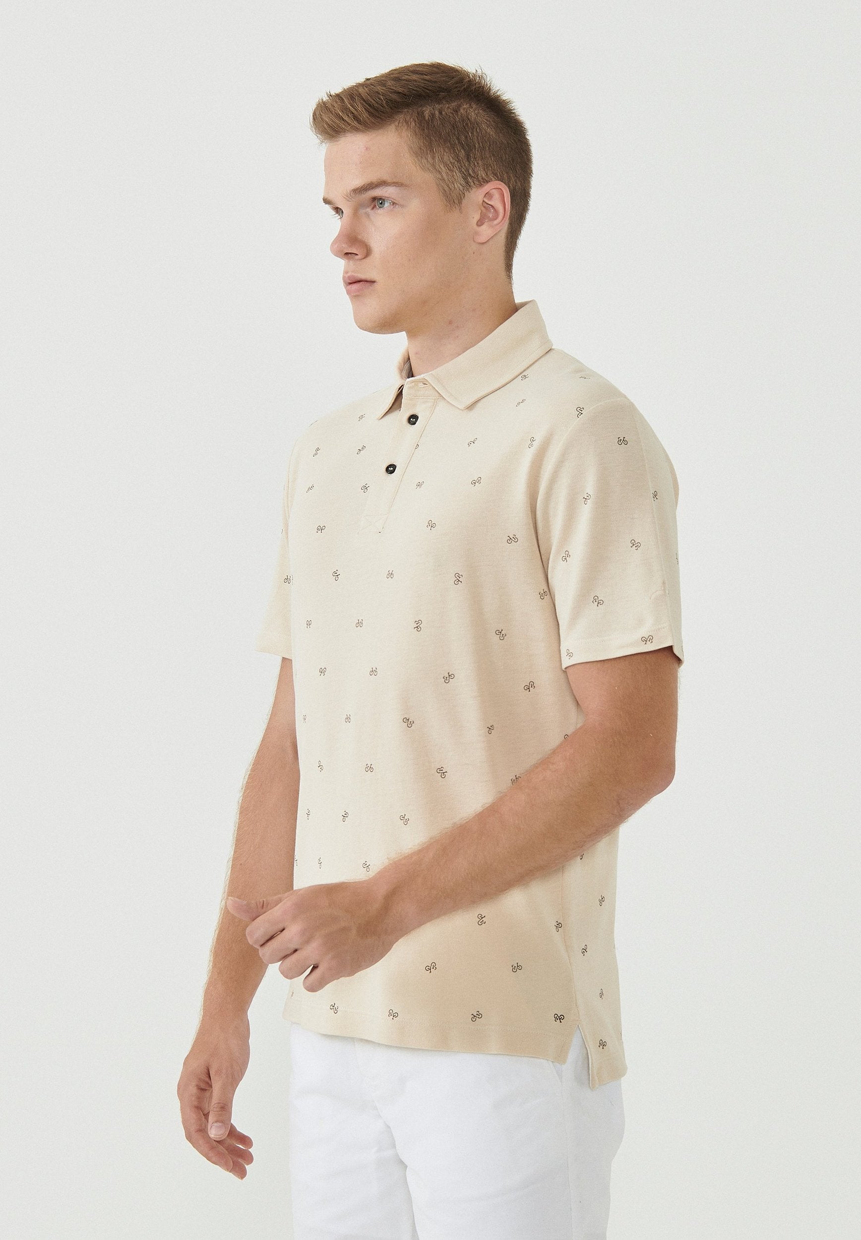 Poloshirt aus Bio-Baumwolle mit Allover-Print