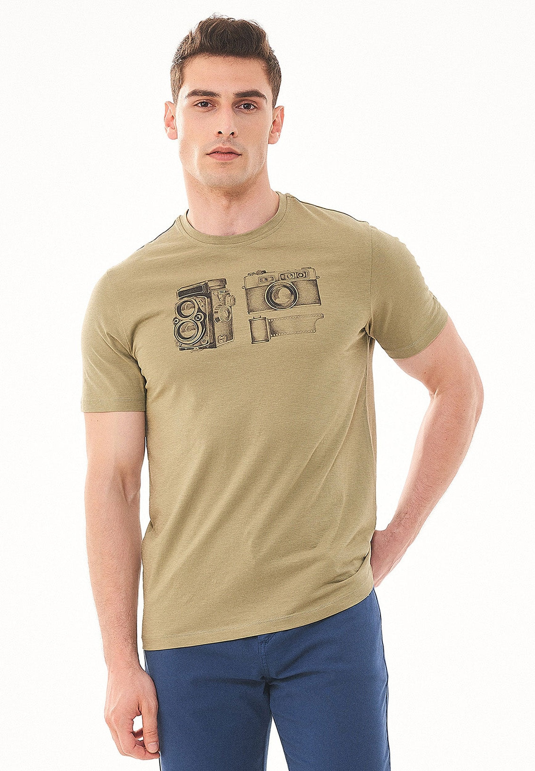 T-Shirt aus Bio-Baumwolle mit Kamera-Print