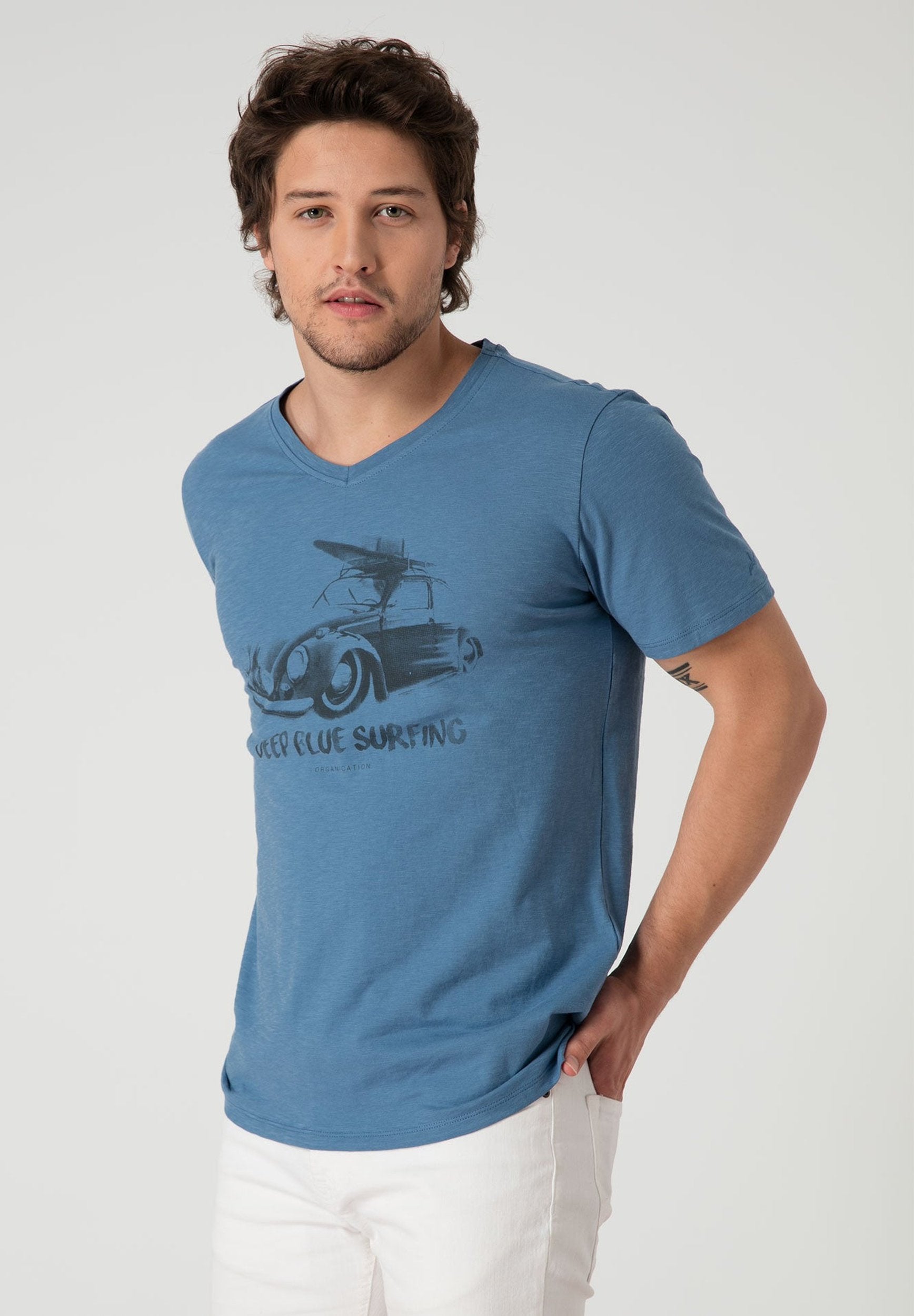 Auto Bedrucktes T-Shirt aus Bio-Baumwolle