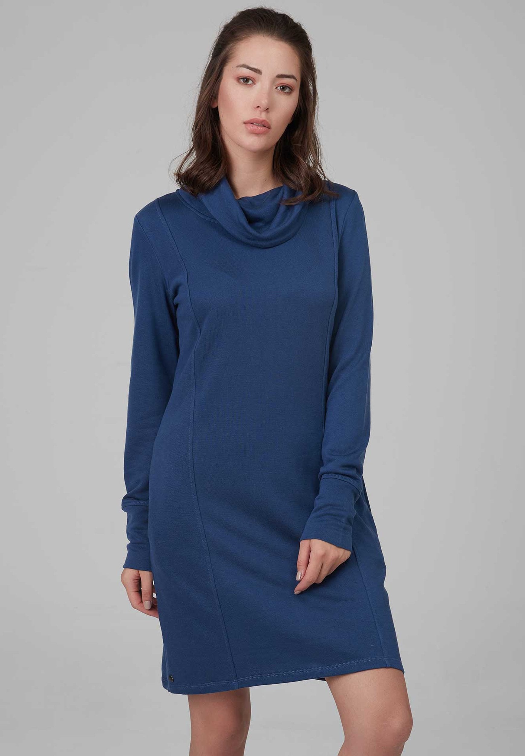 TENCEL™ Lyocell Rollkragen Kleid mit seitlichen Eingrifftaschen