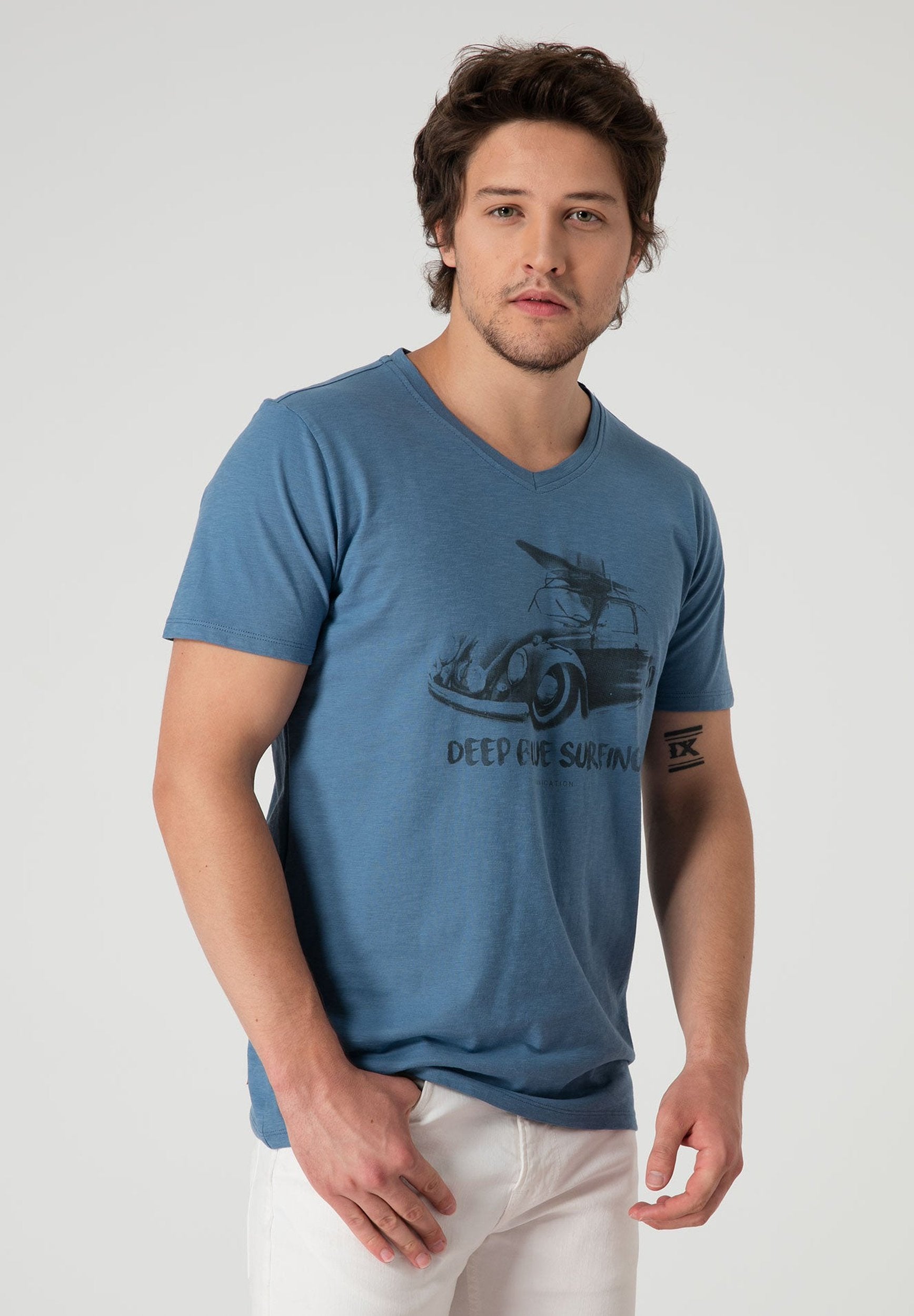 Auto Bedrucktes T-Shirt aus Bio-Baumwolle