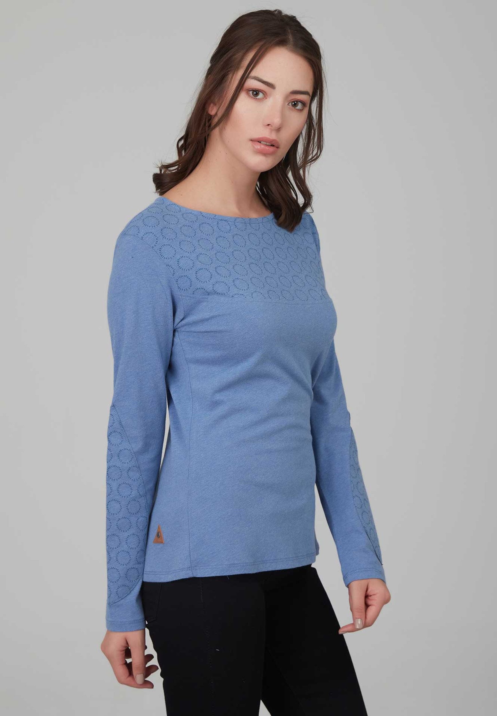 Basic Langarm T-Shirt in melierter Optik aus Bio-Baumwolle