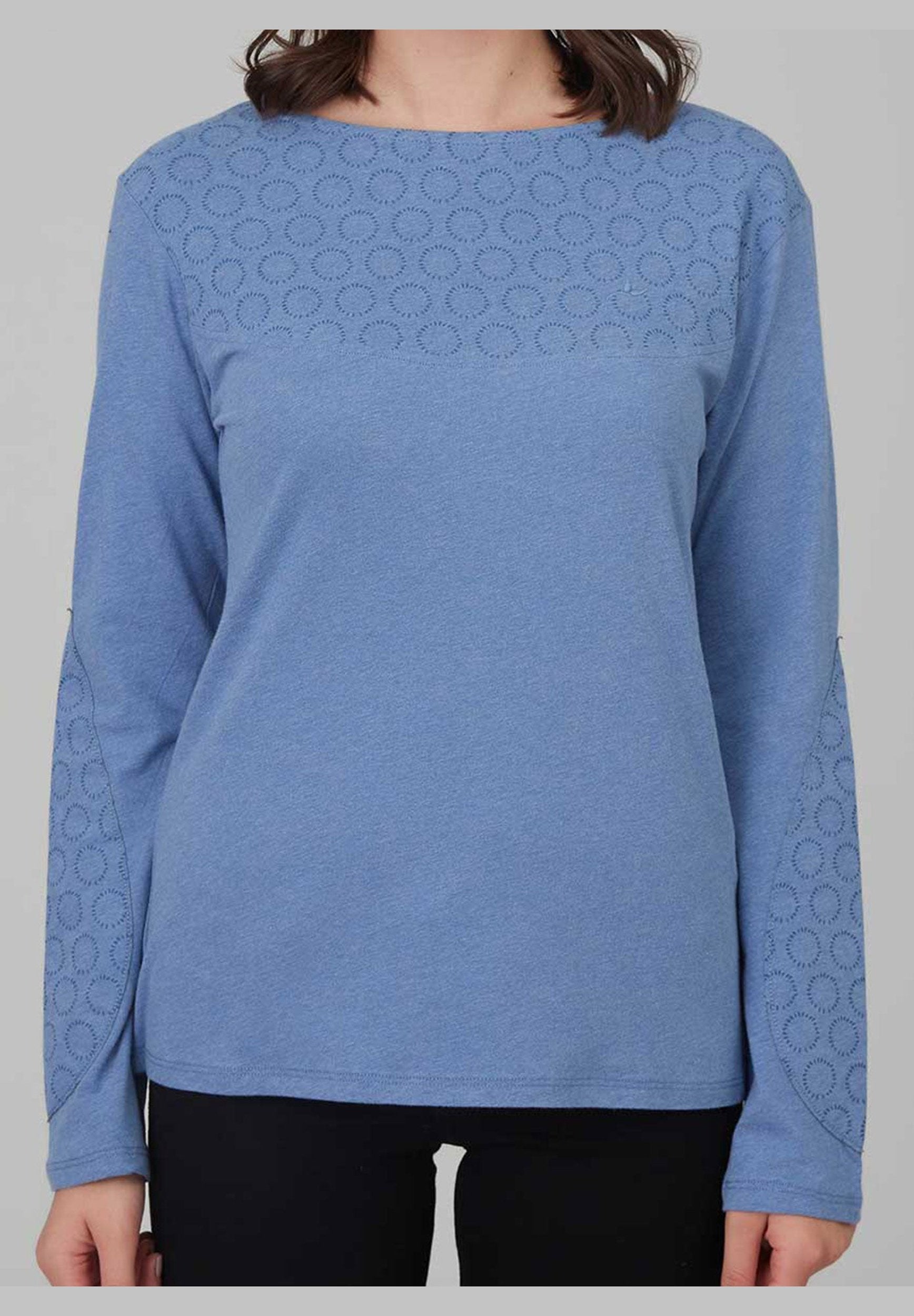 Basic Langarm T-Shirt in melierter Optik aus Bio-Baumwolle