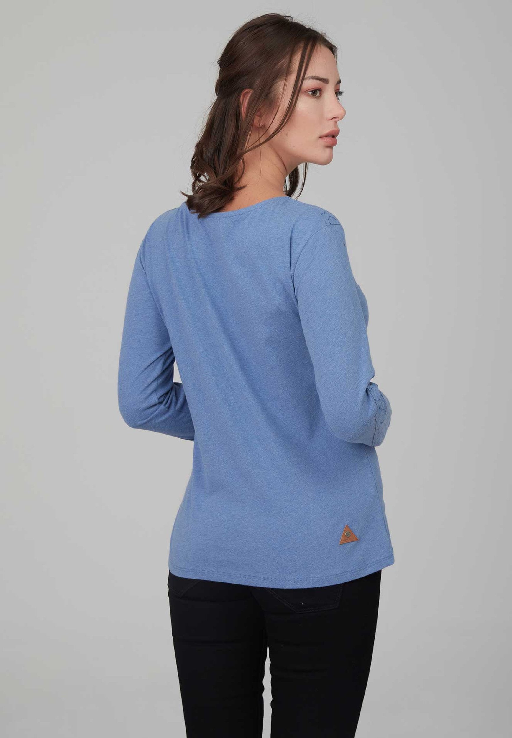 Basic Langarm T-Shirt in melierter Optik aus Bio-Baumwolle